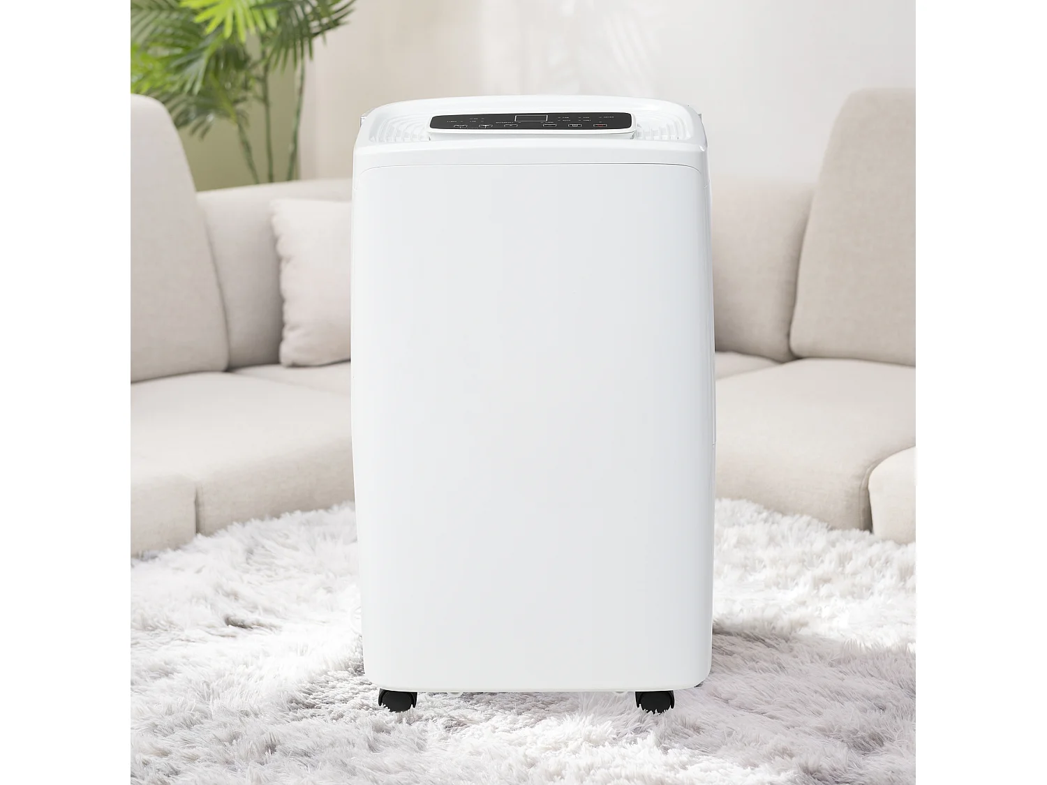 Déshumidificateur 29.5x18.5x49.5cm 3 en 1 Déshumidification Purification Séchage 1.5L Réservoir Timer 24h Écran LED Plastique Blanc