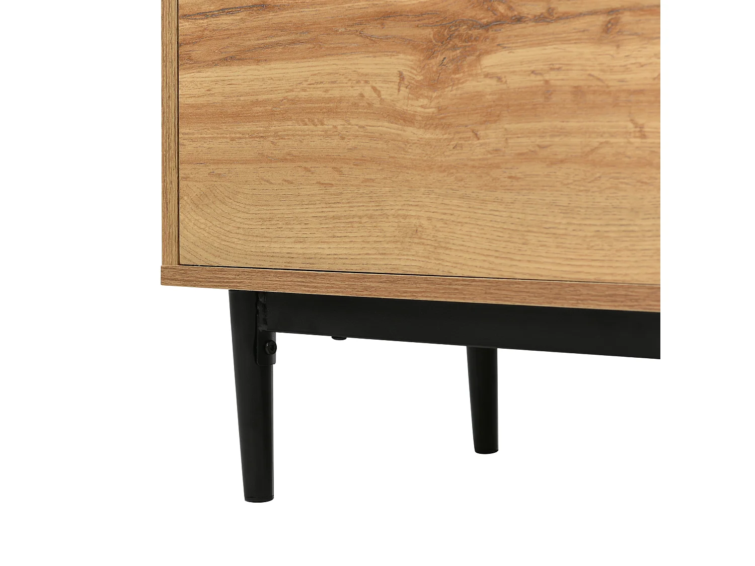 Buffet 160x35x76 cm, 3 portes, étagères réglables, montage facile, MDF, noir et bois naturel