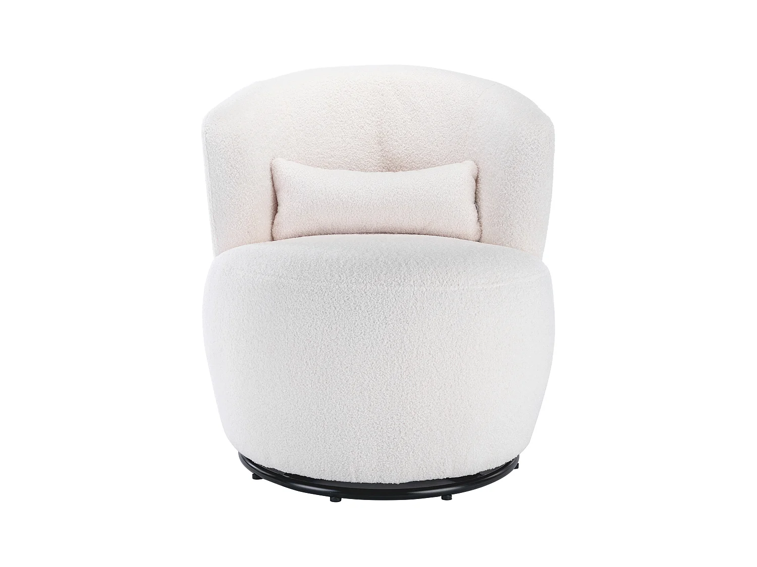 Fauteuil pivotant peluche avec coussin lombaire 100kg structure métal blanc pour bureau