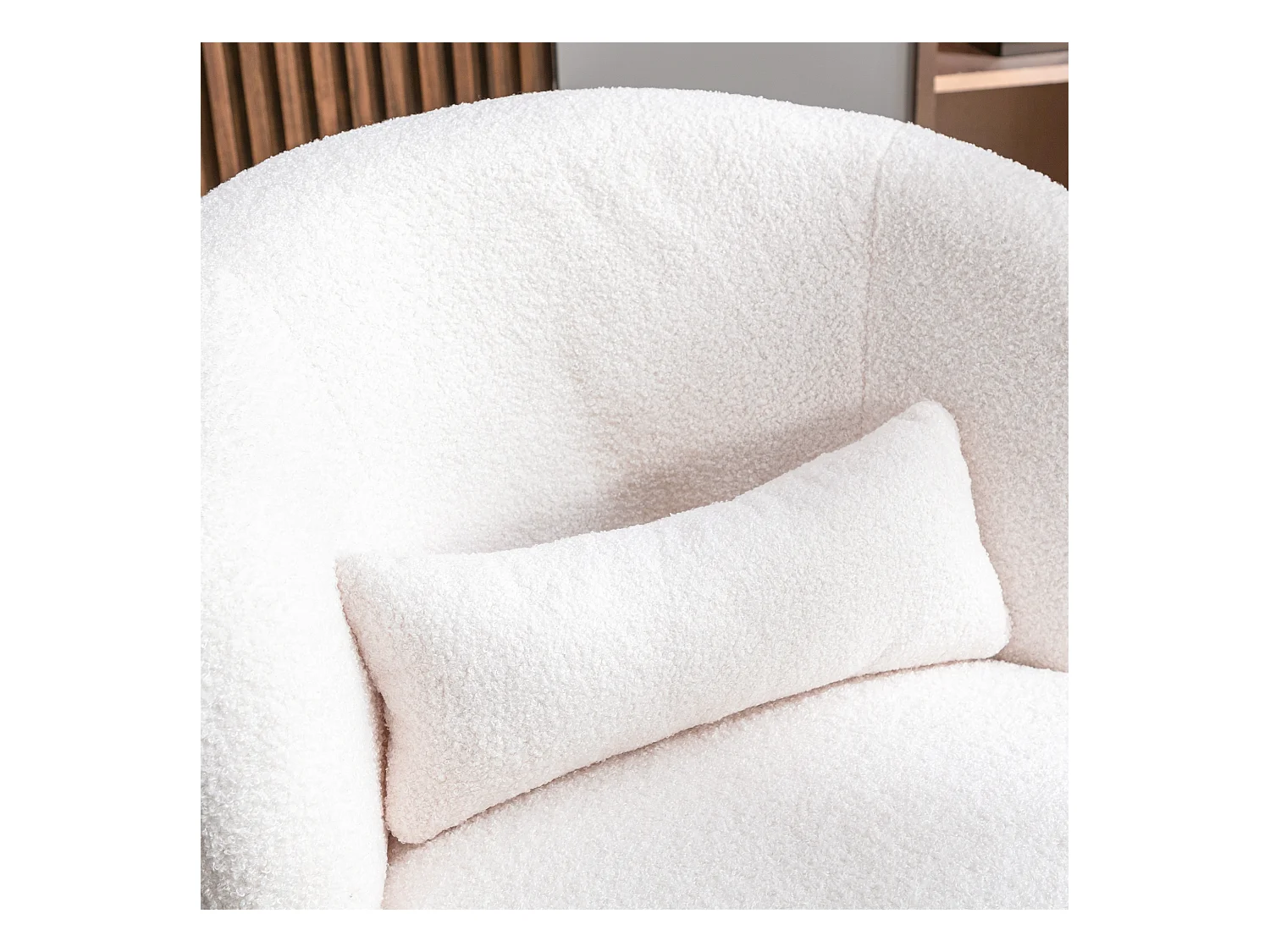 Fauteuil pivotant peluche avec coussin lombaire 100kg structure métal blanc pour bureau