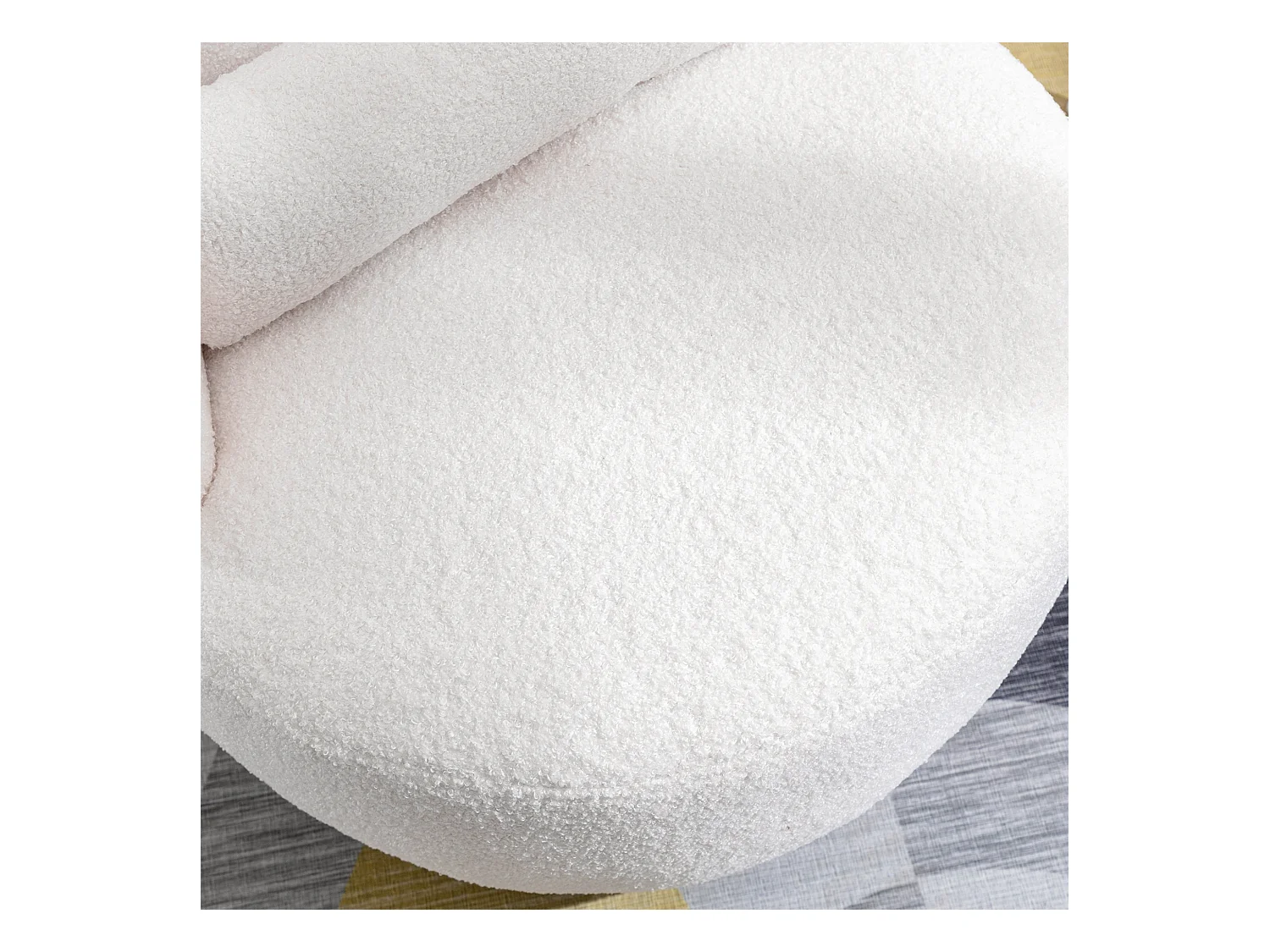 Fauteuil pivotant peluche avec coussin lombaire 100kg structure métal blanc pour bureau