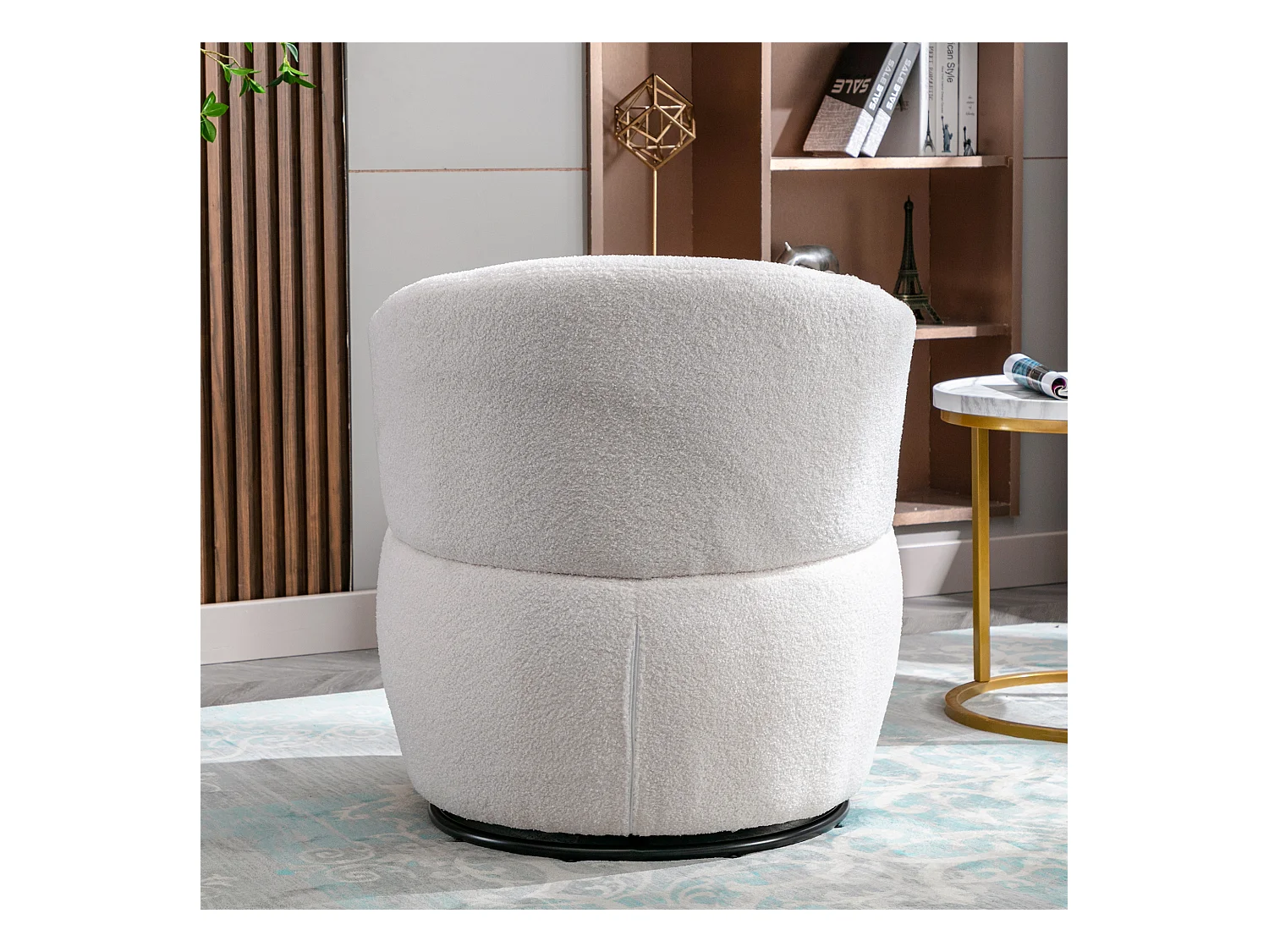 Fauteuil pivotant peluche avec coussin lombaire 100kg structure métal blanc pour bureau