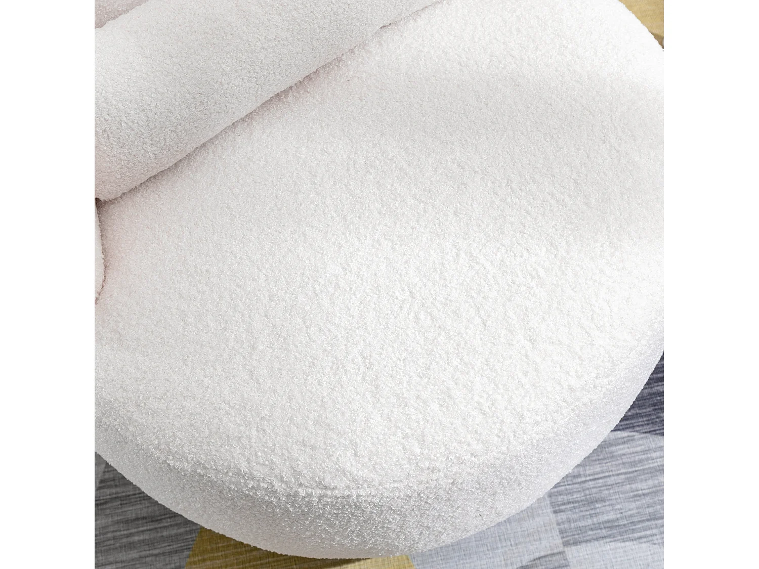 Fauteuil pivotant peluche avec coussin lombaire 100kg structure métal blanc pour bureau