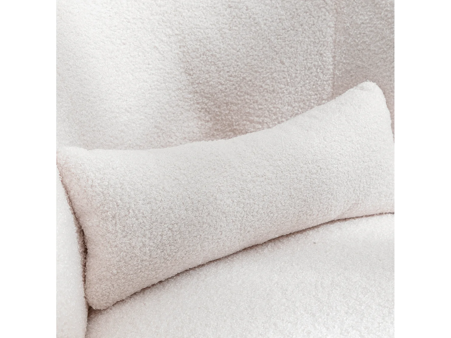 Fauteuil pivotant peluche avec coussin lombaire 100kg structure métal blanc pour bureau