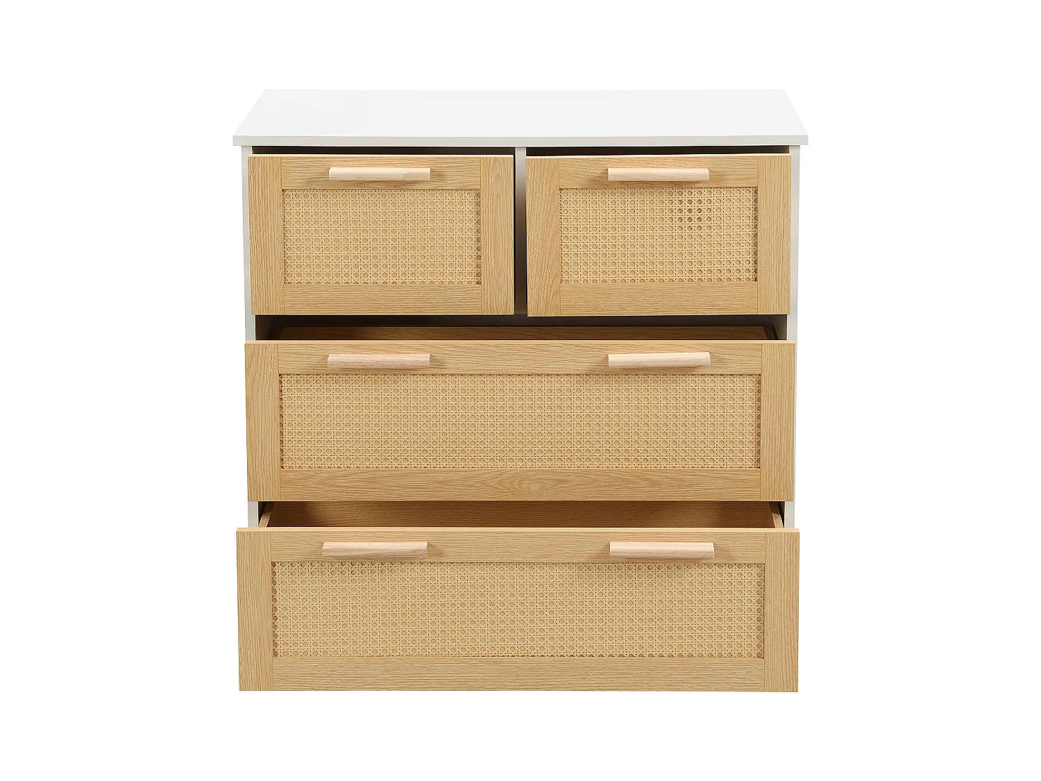 Commode 3 tiroirs 80x38x80 cm avec poignée Matériau MDF en blanc pour le salon et la chambre à coucher