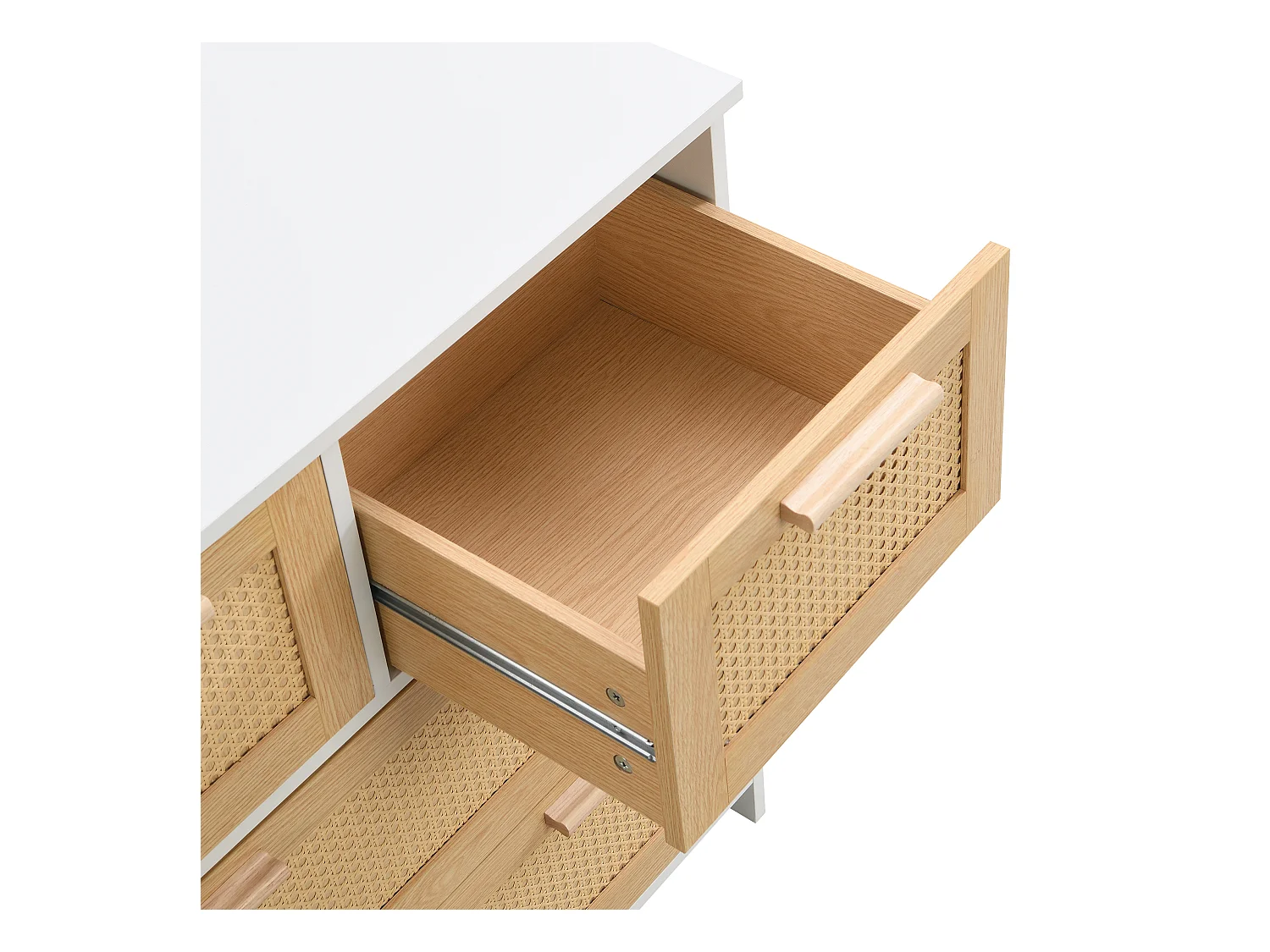 Commode 3 tiroirs 80x38x80 cm avec poignée Matériau MDF en blanc pour le salon et la chambre à coucher