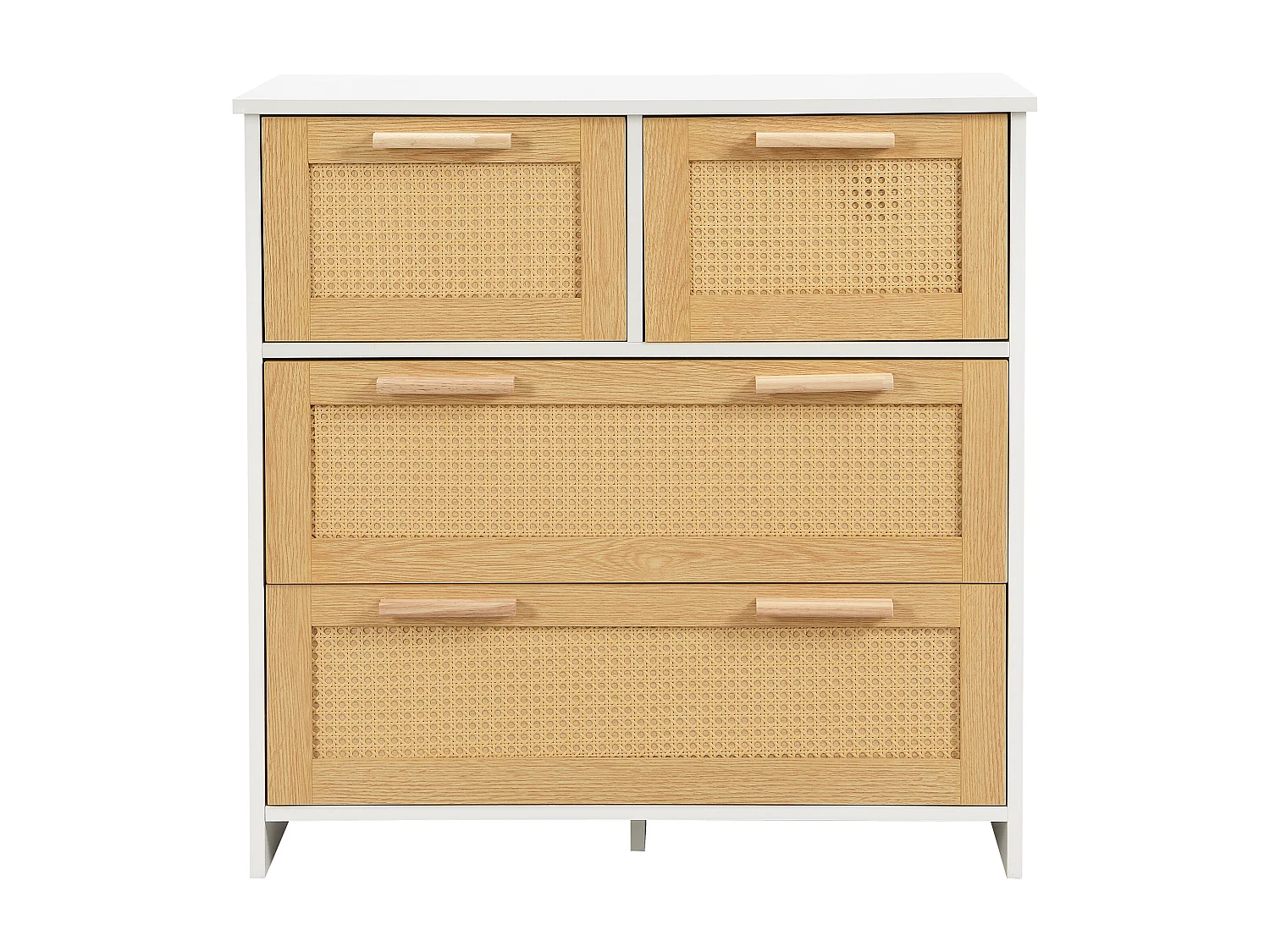 Commode 3 tiroirs 80x38x80 cm avec poignée Matériau MDF en blanc pour le salon et la chambre à coucher