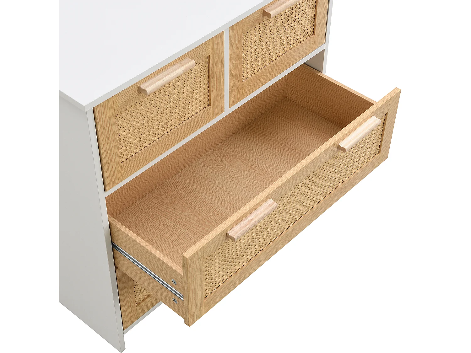 Ladekast met 3 laden, 80x38x80 cm, met handgreep. Gemaakt van wit MDF, geschikt voor zowel de woonkamer als de slaapkamer.