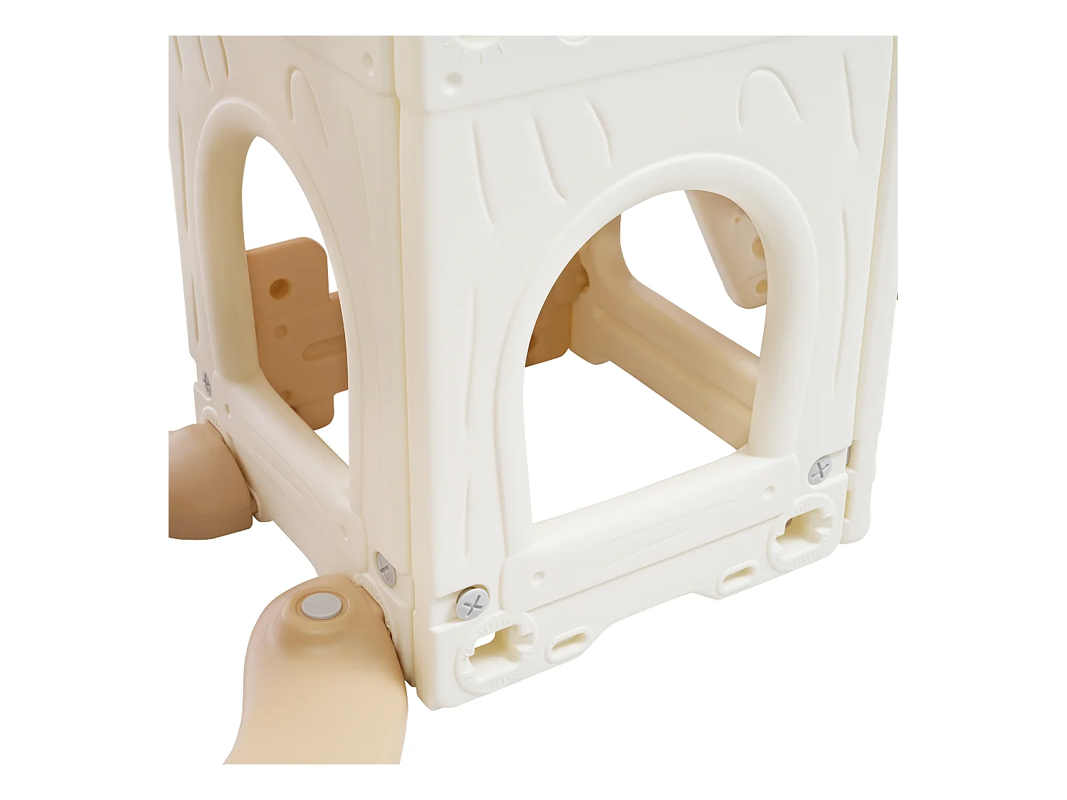 Glijbaan 184x179x103cm met 5 in 1 kinderglijbaan set inclusief klimmen wiebel en basketbalring brengen Materiaal HDPE en Wit