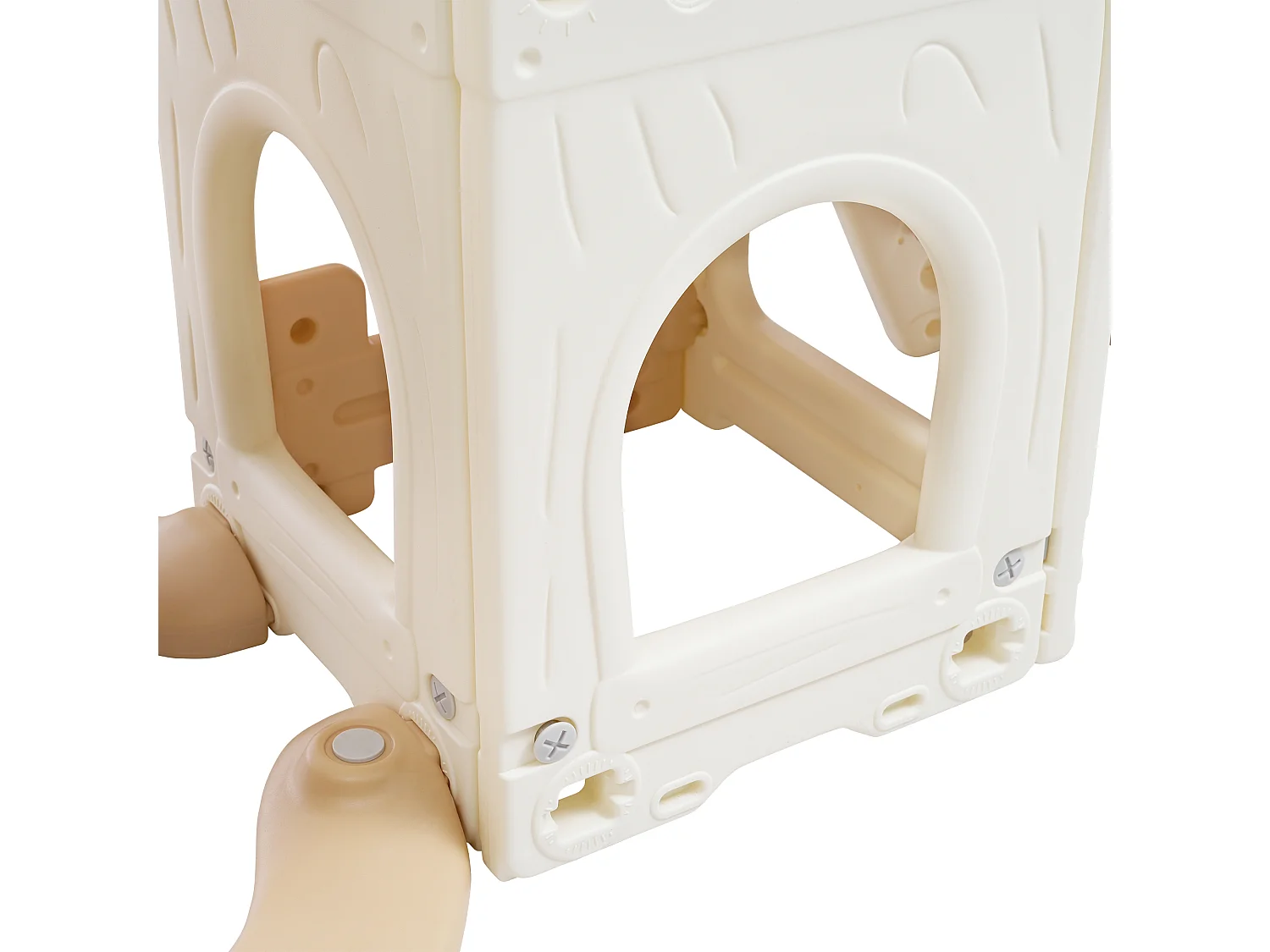 Ensemble de toboggan 184x179x103cm 5 en 1 Toboggan enfant Escalade Balançoire Panier de basketball Matériel HDPE Blanc