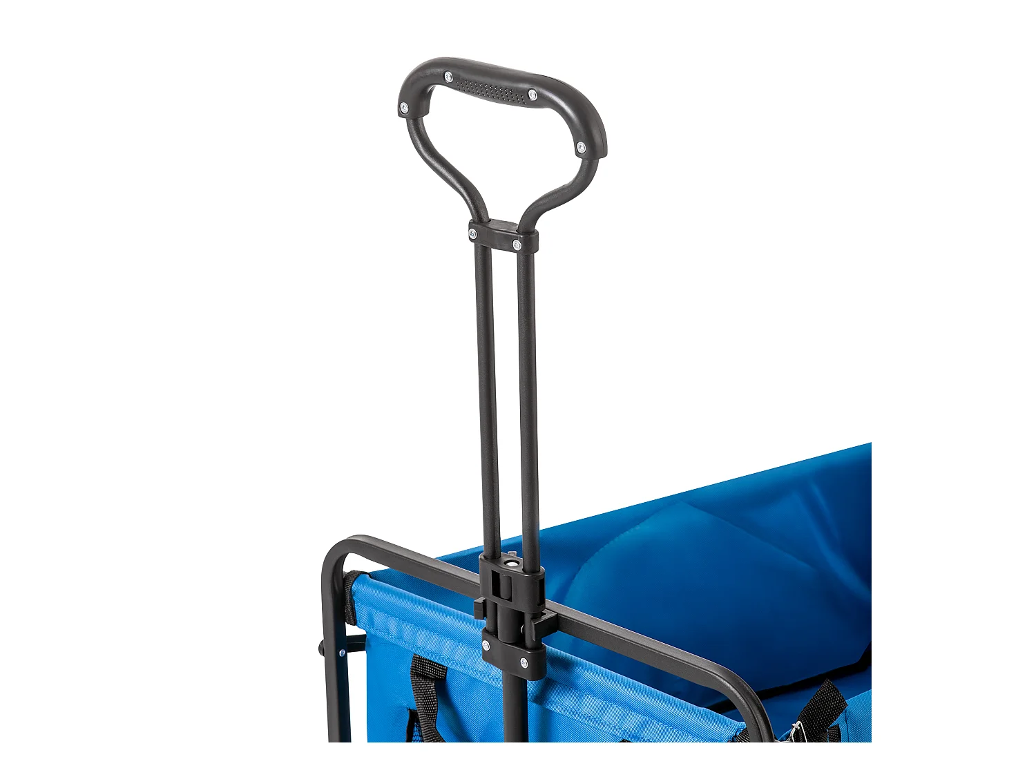 Tuinkar 90x51x100.5cm met vouwbaar ontwerp netten bekerhouders verstelbare handgreep doekzak en 360° draaiende voorwielen brengen Materiaal Stof Blauw