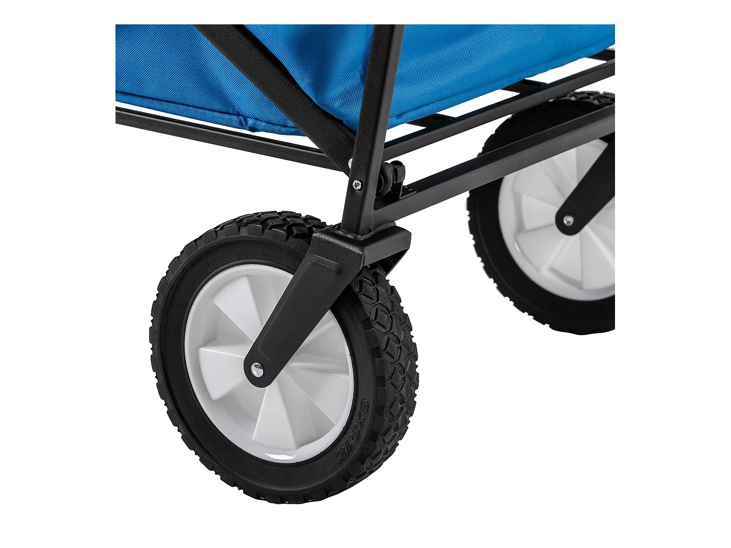 Tuinkar 90x51x100.5cm met vouwbaar ontwerp netten bekerhouders verstelbare handgreep doekzak en 360° draaiende voorwielen brengen Materiaal Stof Blauw