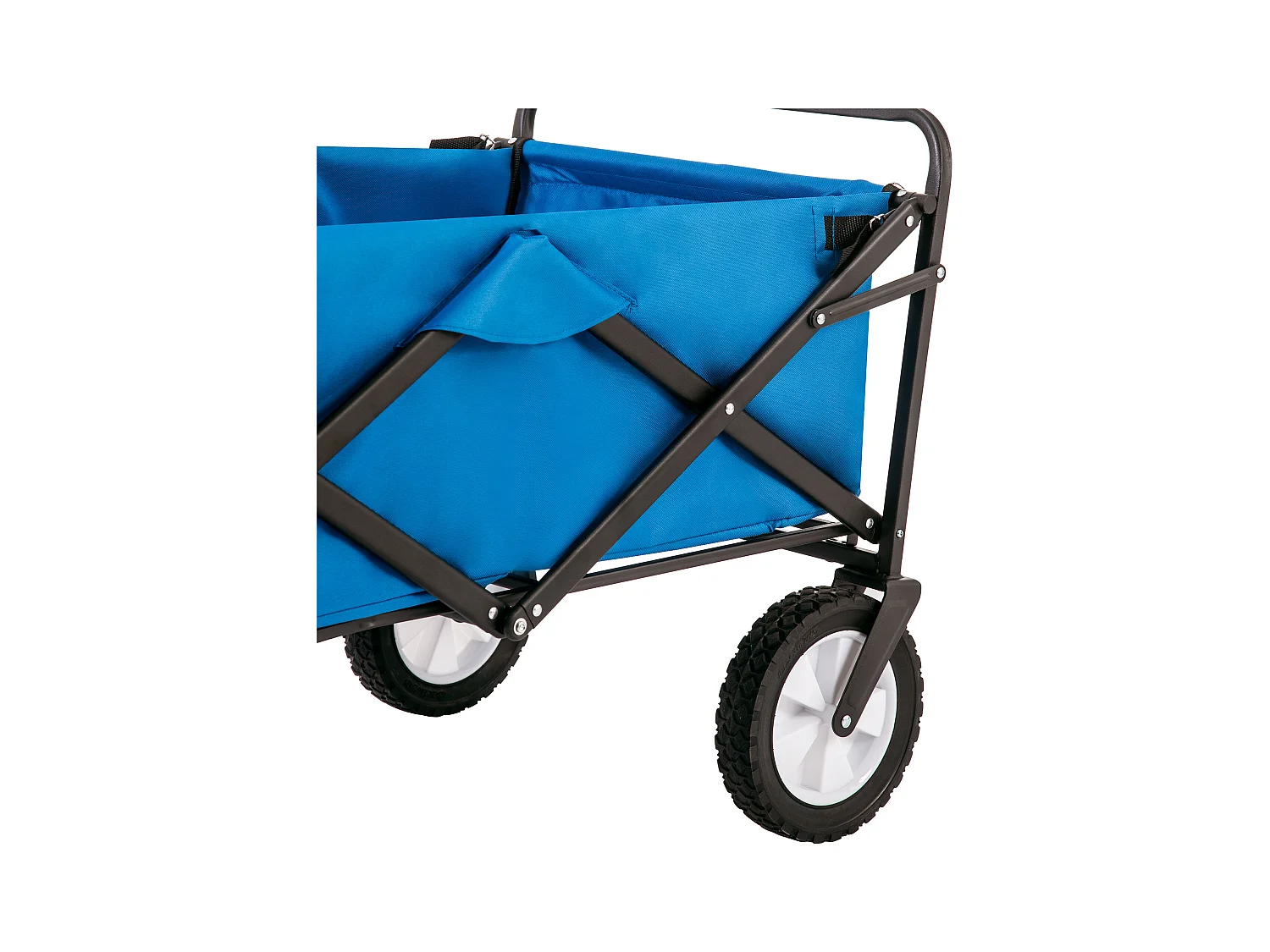 Tuinkar 90x51x100.5cm met vouwbaar ontwerp netten bekerhouders verstelbare handgreep doekzak en 360° draaiende voorwielen brengen Materiaal Stof Blauw