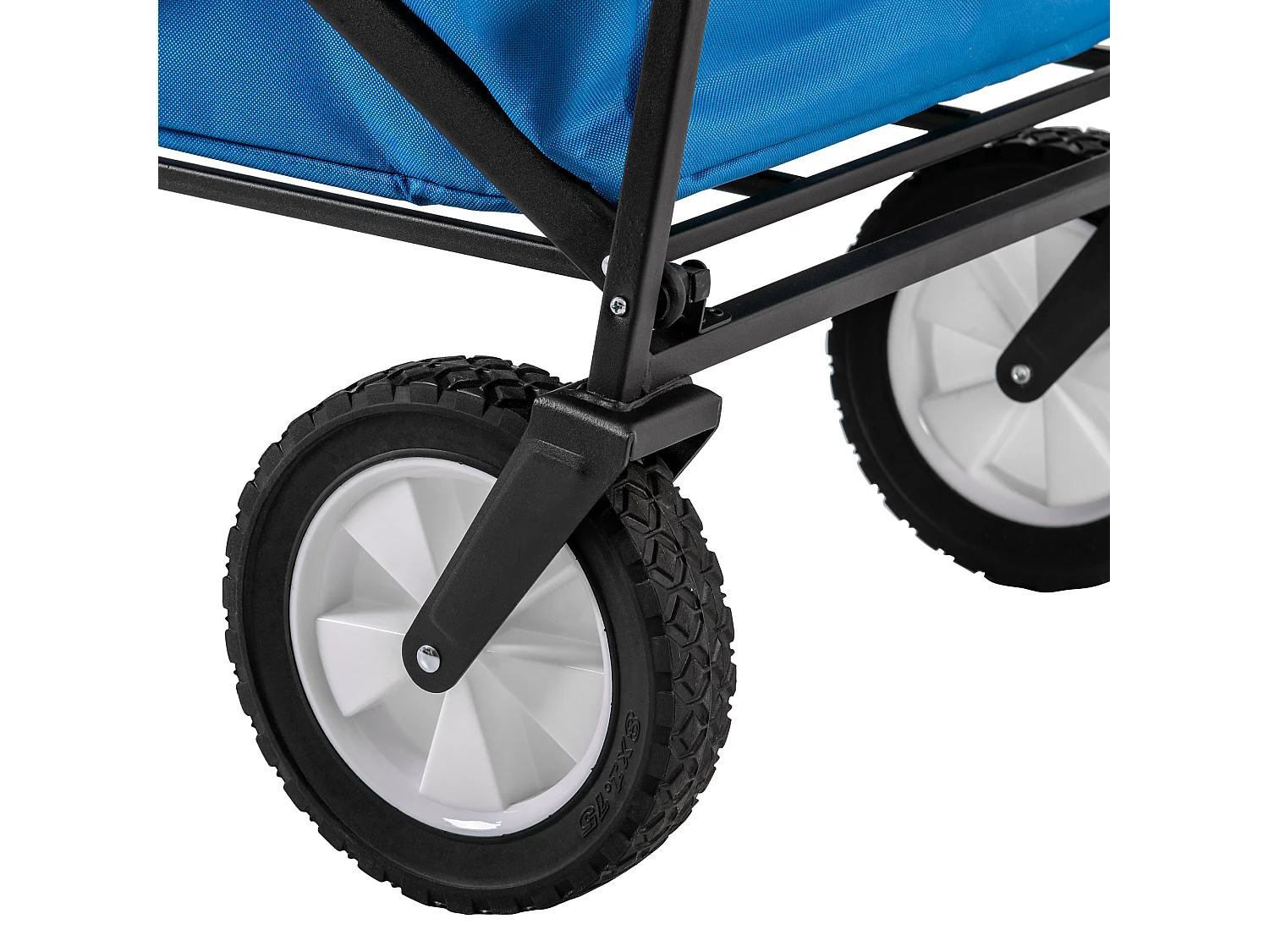 Chariot de jardin 90×51×100.5cm Pliable Porte Gobelets en Réseau Poignée Réglable Roues Avant Rotatives 360°  Fabric Bleu