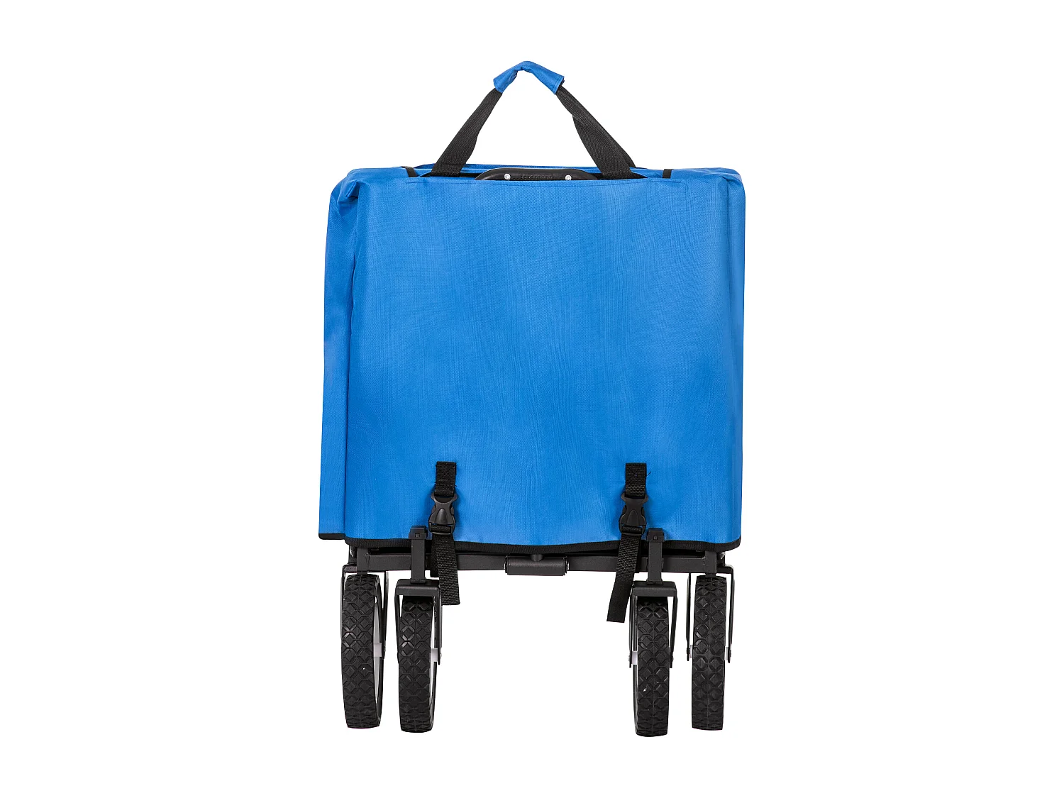 Chariot de jardin 90×51×100.5cm Pliable Porte Gobelets en Réseau Poignée Réglable Roues Avant Rotatives 360°  Fabric Bleu