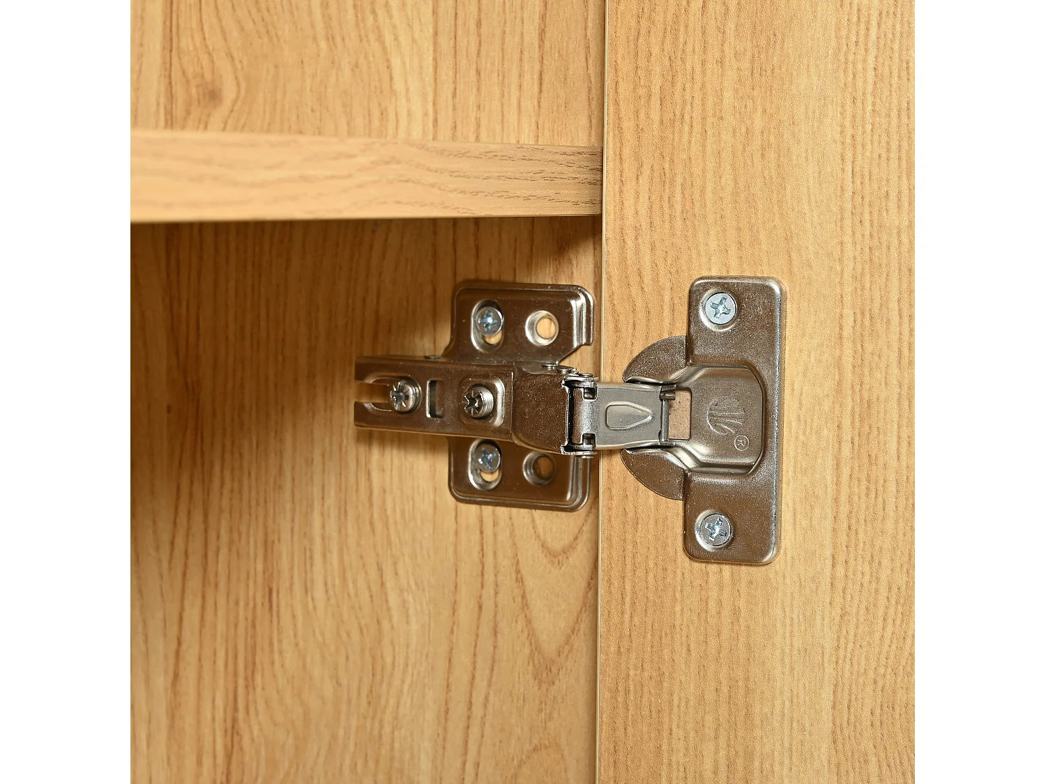 Garde robe 77.5x40x150cm LED 15 Couleurs lampe Avec porte 3 Étagères Réglables Matériel MDF Couleur Naturelle