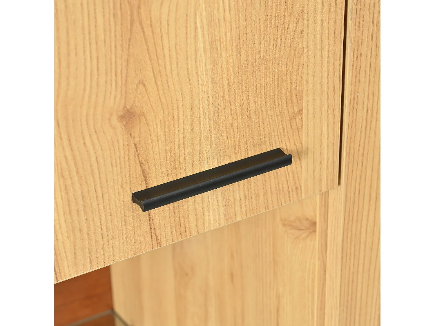 Vitrinekast 77.5x40x150 cm, LED-verlichting 15 kleuren, 3 verstelbare planken, glazen deur, MDF, naturel