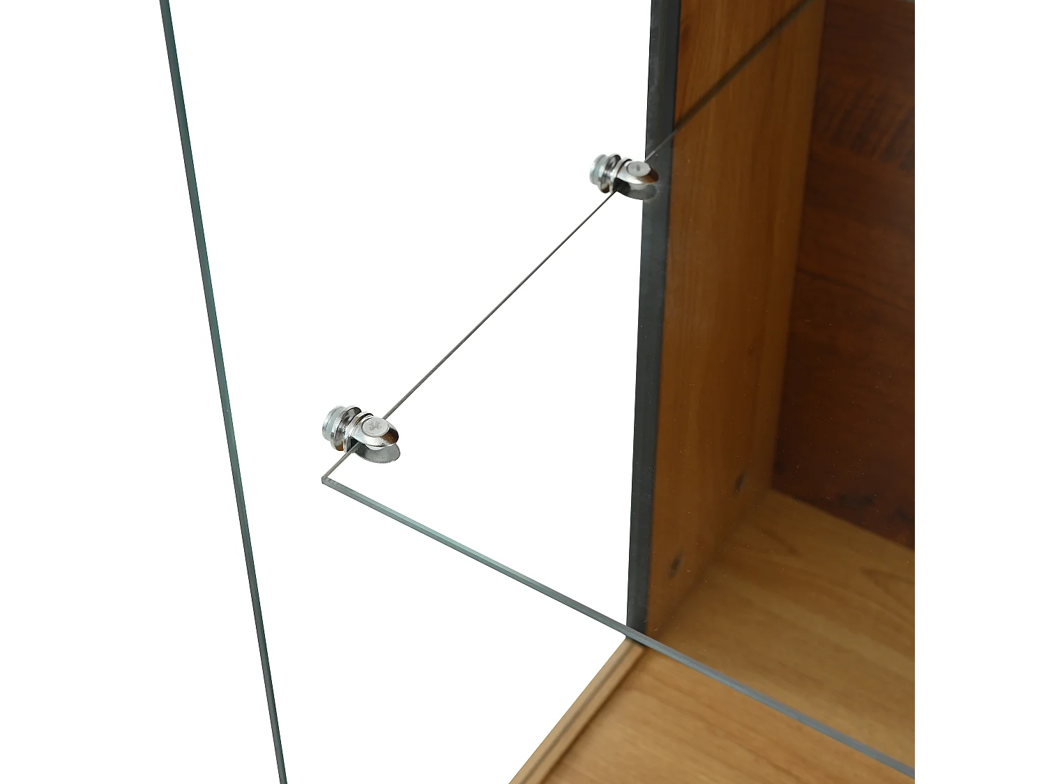 Vitrinekast 77.5x40x150 cm, LED-verlichting 15 kleuren, 3 verstelbare planken, glazen deur, MDF, naturel