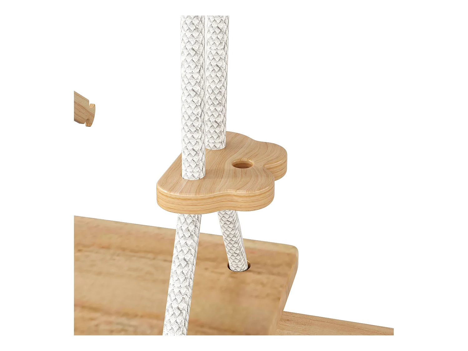 3-in-1 kinderglijbaan, 124x174x110 cm, met klimstructuur en schommel, van hout, natuurlijke kleur, voor de woonkamer