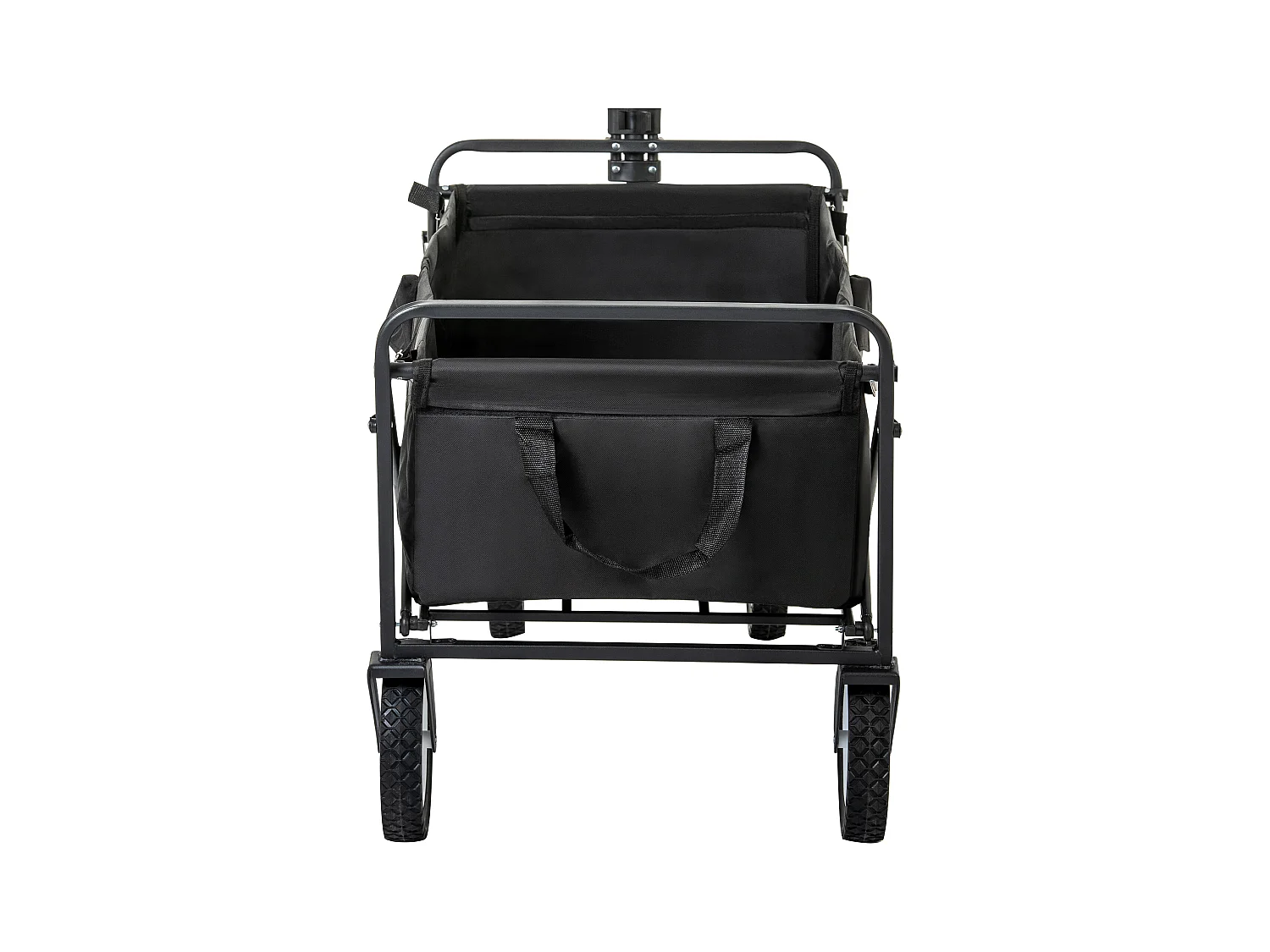 Tuinkar 90x51x100.5cm met vouwbaar ontwerp netten bekerhouders verstelbare handgreep doekzak en 360° draaiende voorwielen brengen Materiaal Stof Zwart