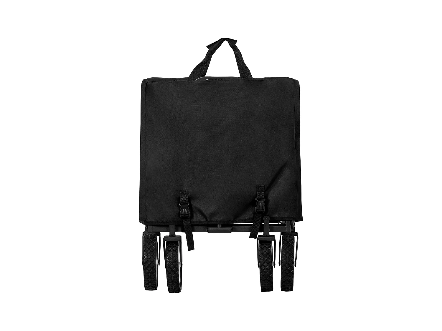 Tuinkar 90x51x100.5cm met vouwbaar ontwerp netten bekerhouders verstelbare handgreep doekzak en 360° draaiende voorwielen brengen Materiaal Stof Zwart