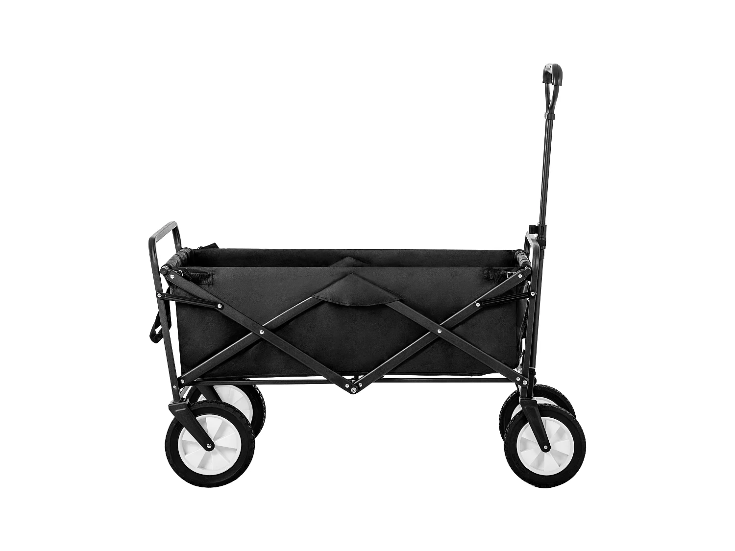 Tuinkar 90x51x100.5cm met vouwbaar ontwerp netten bekerhouders verstelbare handgreep doekzak en 360° draaiende voorwielen brengen Materiaal Stof Zwart