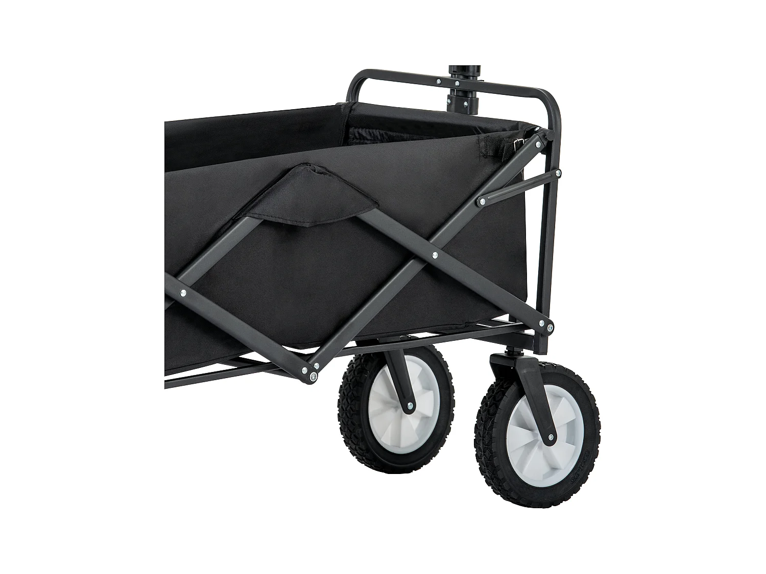 Tuinkar 90x51x100.5cm met vouwbaar ontwerp netten bekerhouders verstelbare handgreep doekzak en 360° draaiende voorwielen brengen Materiaal Stof Zwart