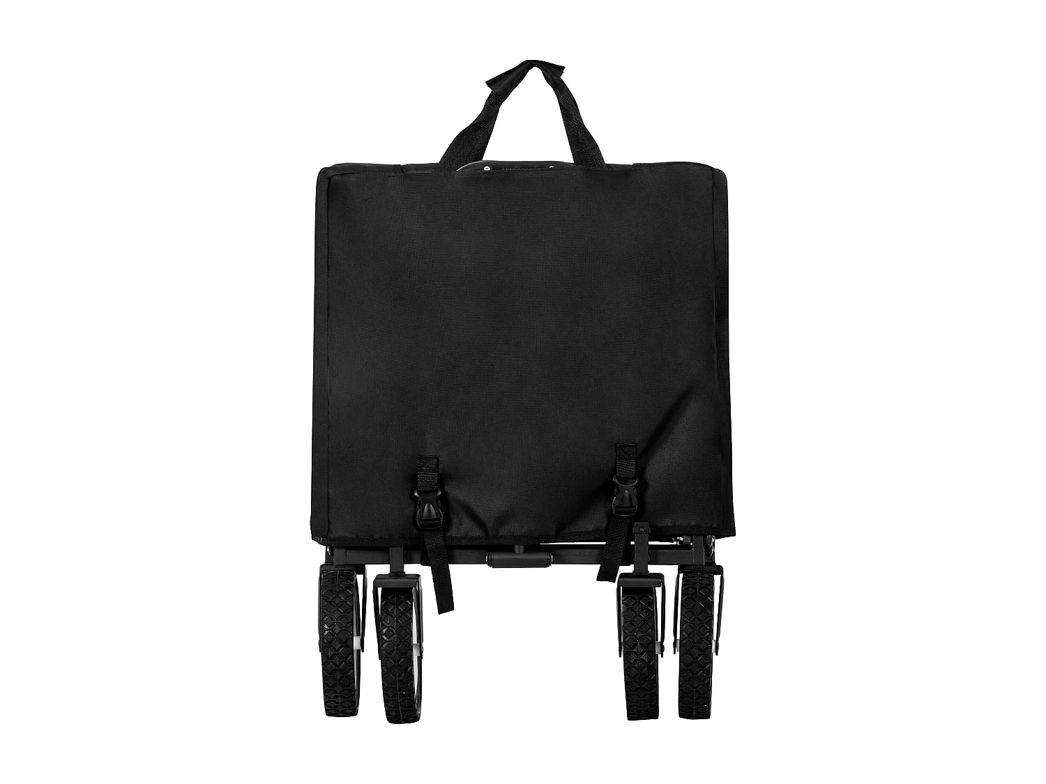 Chariot de jardin 90×51×100.5cm Pliable Porte Gobelets en Réseau Poignée Réglable Roues Avant Rotatives 360°  Fabric Noir