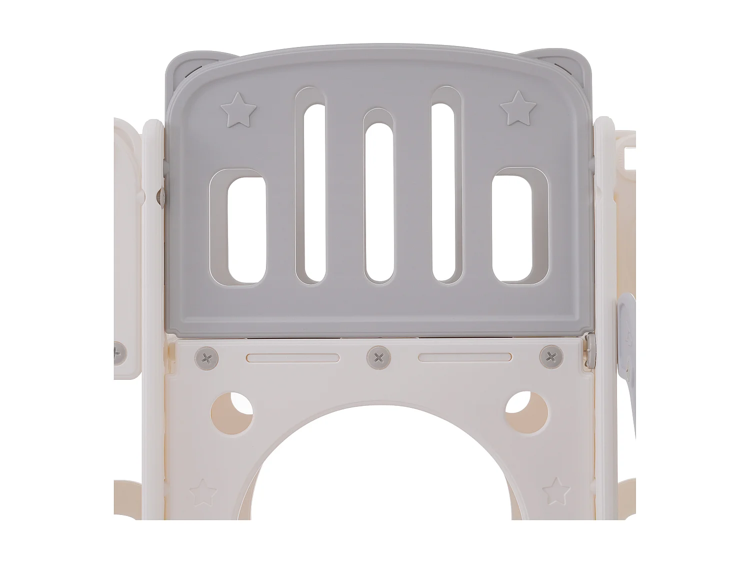 Ensemble de toboggan 174x150x85cm 6 en 1 Toboggan Deux compartiments de rangement Escalier Panneau de basket Matériel HDPE Blanc