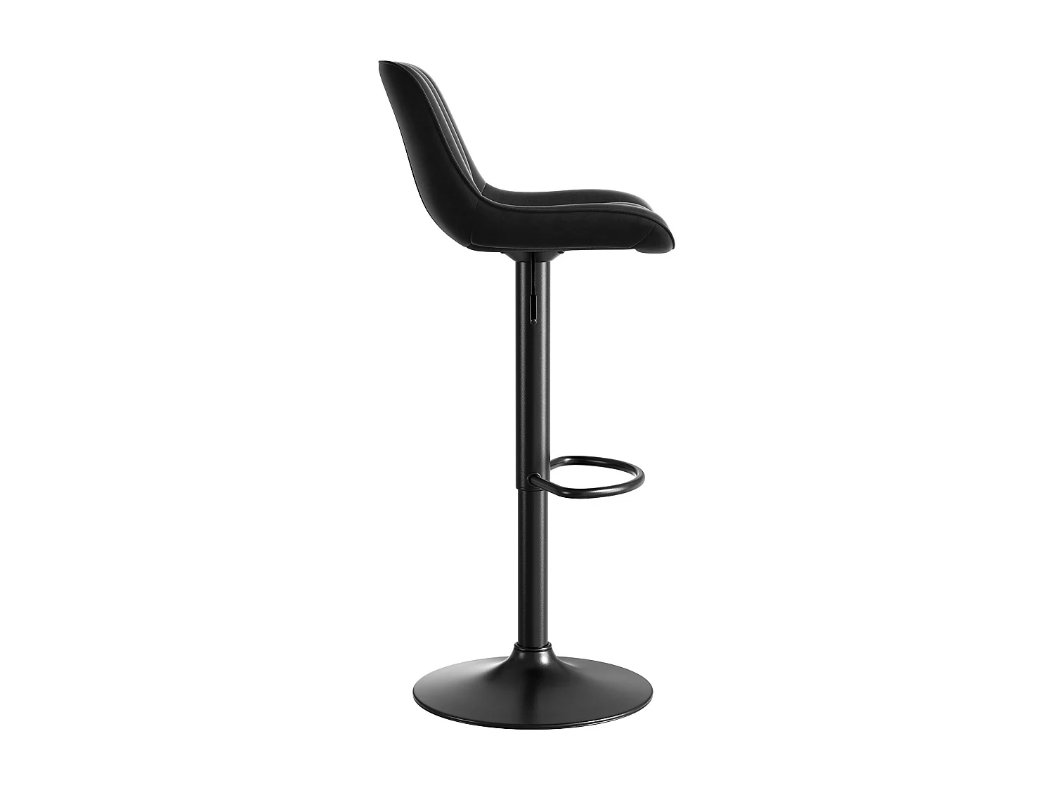 Set di 4 sgabelli da bar neri, regolabili in altezza, velluto, metallo