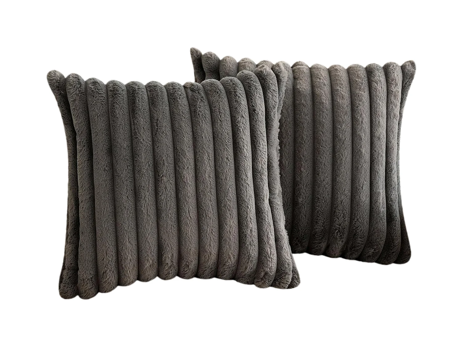 Lot 2 housses de coussin 50x50 cm peluche velours décoratif doux canapé lit (Sans rembourrage)