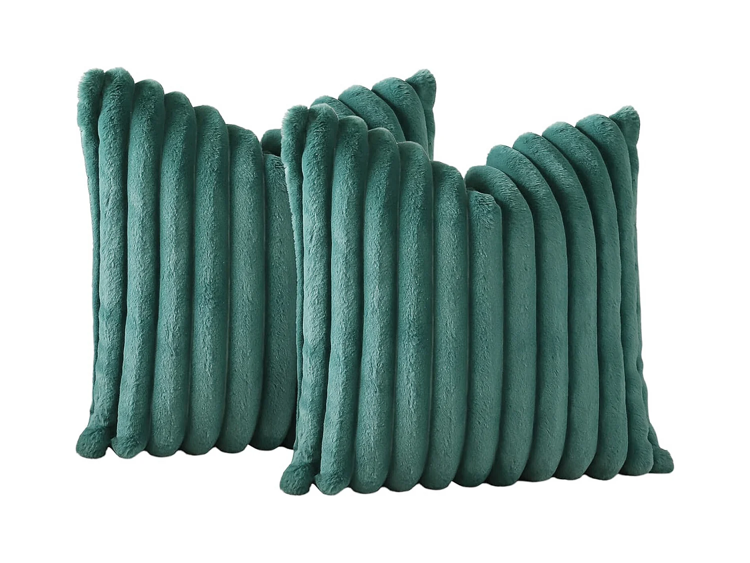 Lot 2 housses de coussin 45x45cm peluche doux décoratif vert foncé canapé lit (Sans rembourrage)