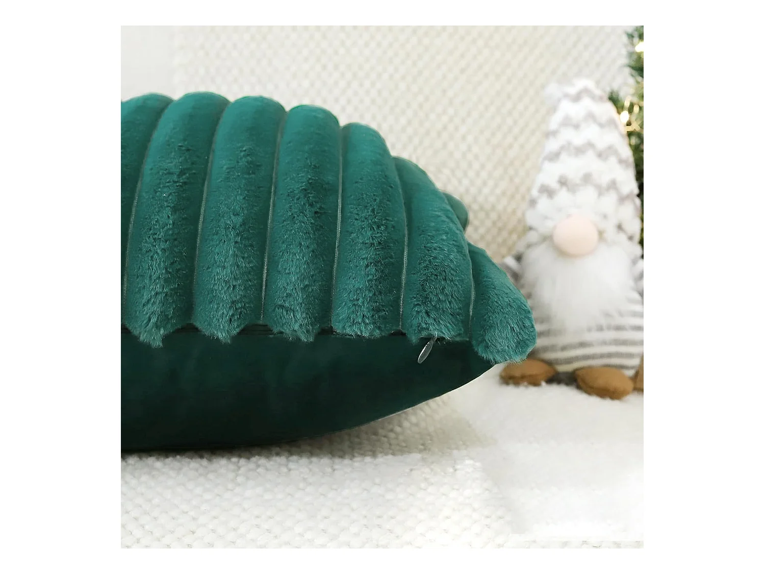 Lot 2 housses de coussin 45x45cm peluche doux décoratif vert foncé canapé lit (Sans rembourrage)