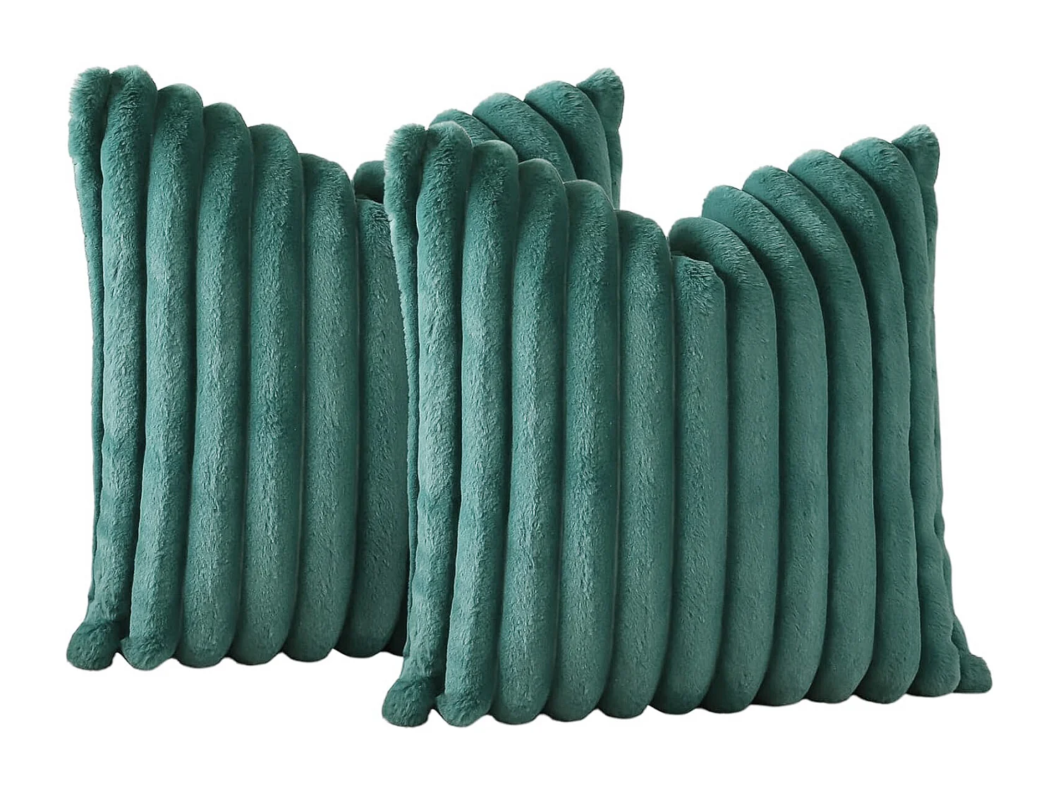 Lot 2 housses de coussin 45x45cm peluche doux décoratif vert foncé canapé lit (Sans rembourrage)