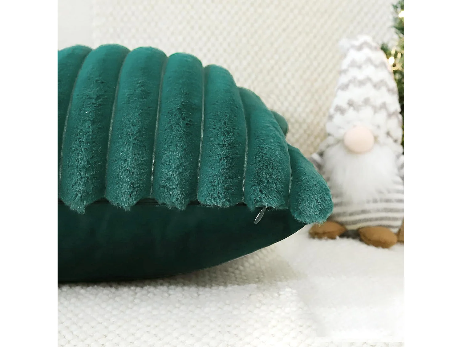 Lot 2 housses de coussin 45x45cm peluche doux décoratif vert foncé canapé lit (Sans rembourrage)