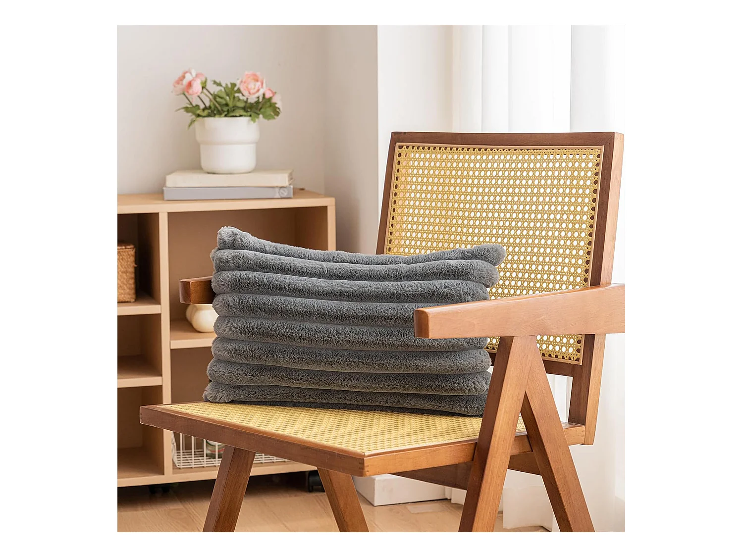 Lot 2 housses de coussin 30x50cm avec fermeture éclair doux gris pour canapé (Sans rembourrage)