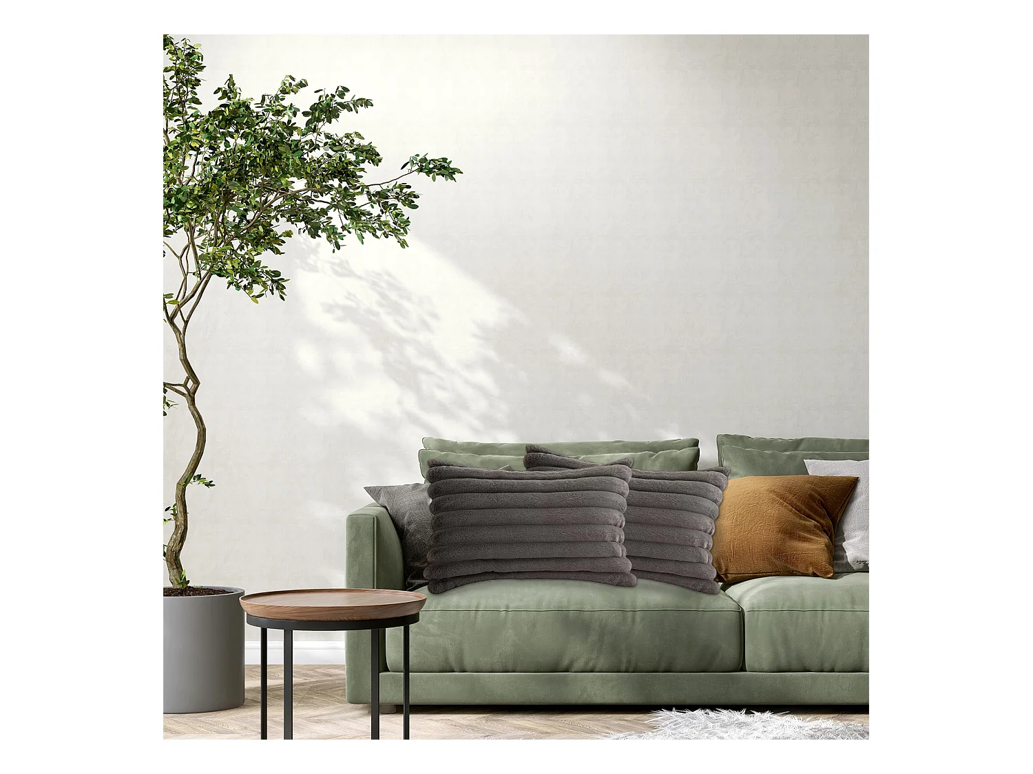 Lot 2 housses de coussin 30x50cm avec fermeture éclair doux gris pour canapé (Sans rembourrage)