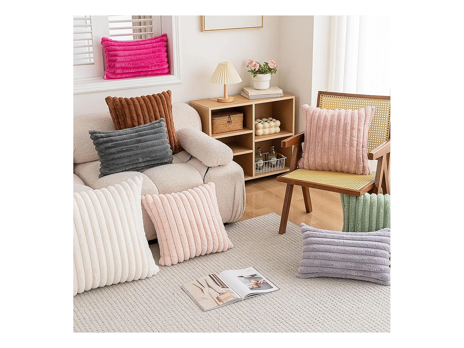 Lot 2 housses de coussin 30x50cm avec fermeture éclair doux gris pour canapé (Sans rembourrage)