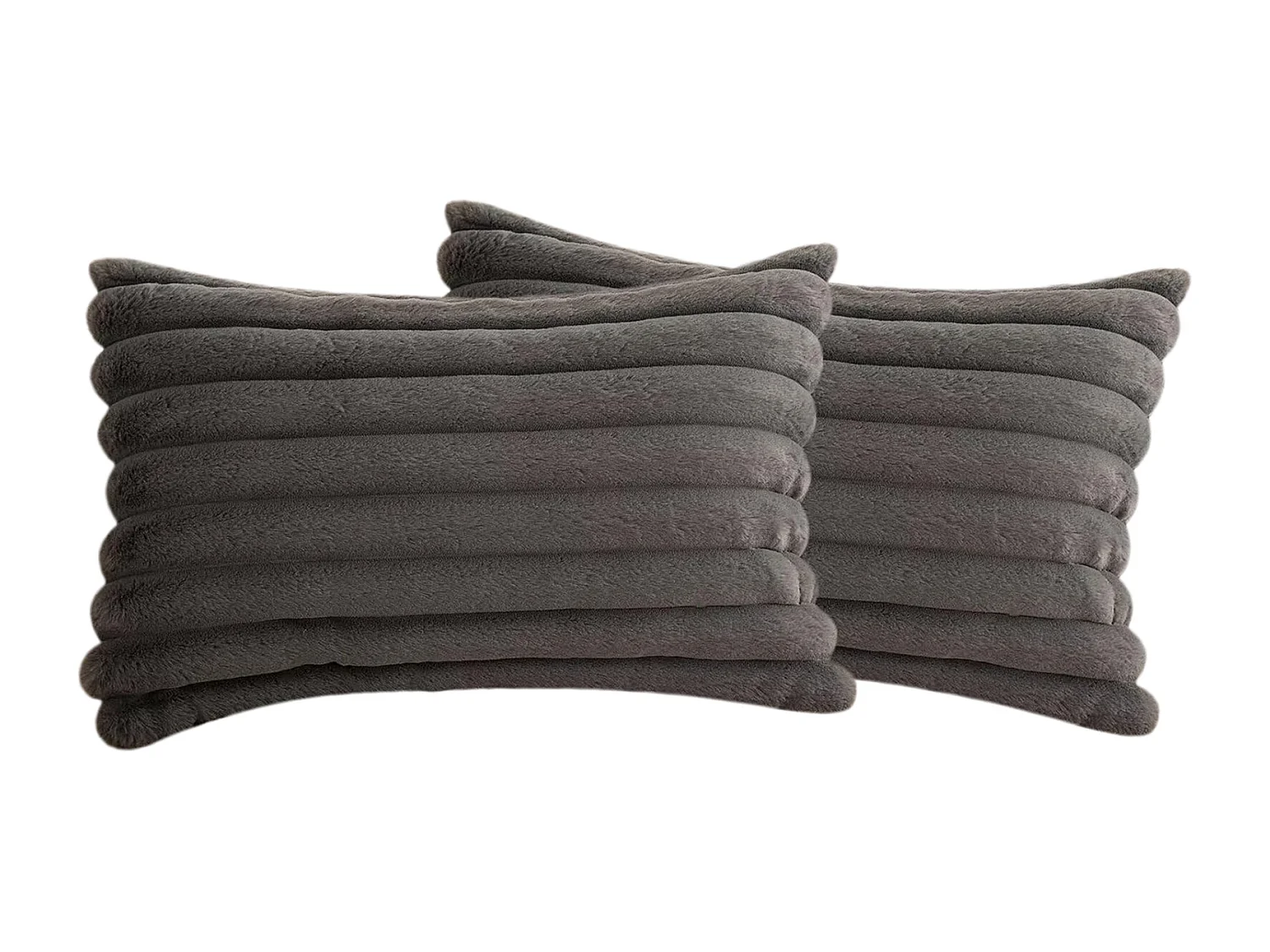 Lot 2 housses de coussin 30x50cm avec fermeture éclair doux gris pour canapé (Sans rembourrage)