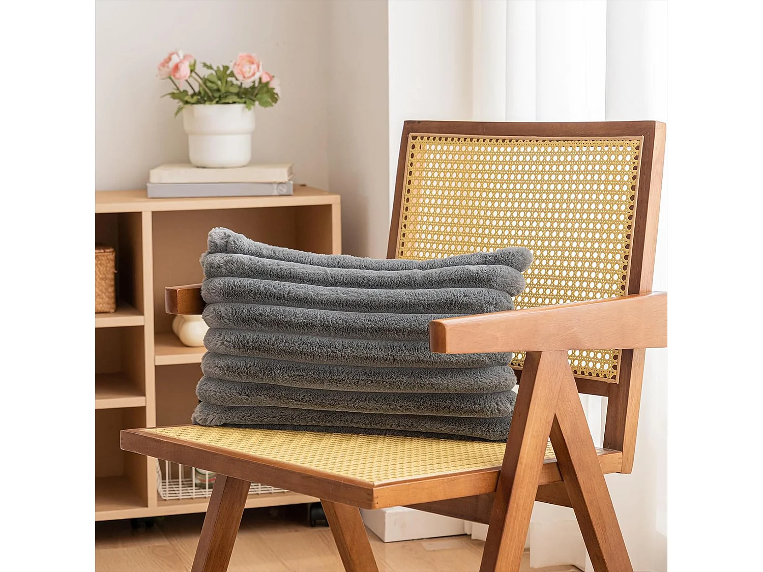 Lot 2 housses de coussin 30x50cm avec fermeture éclair doux gris pour canapé (Sans rembourrage)