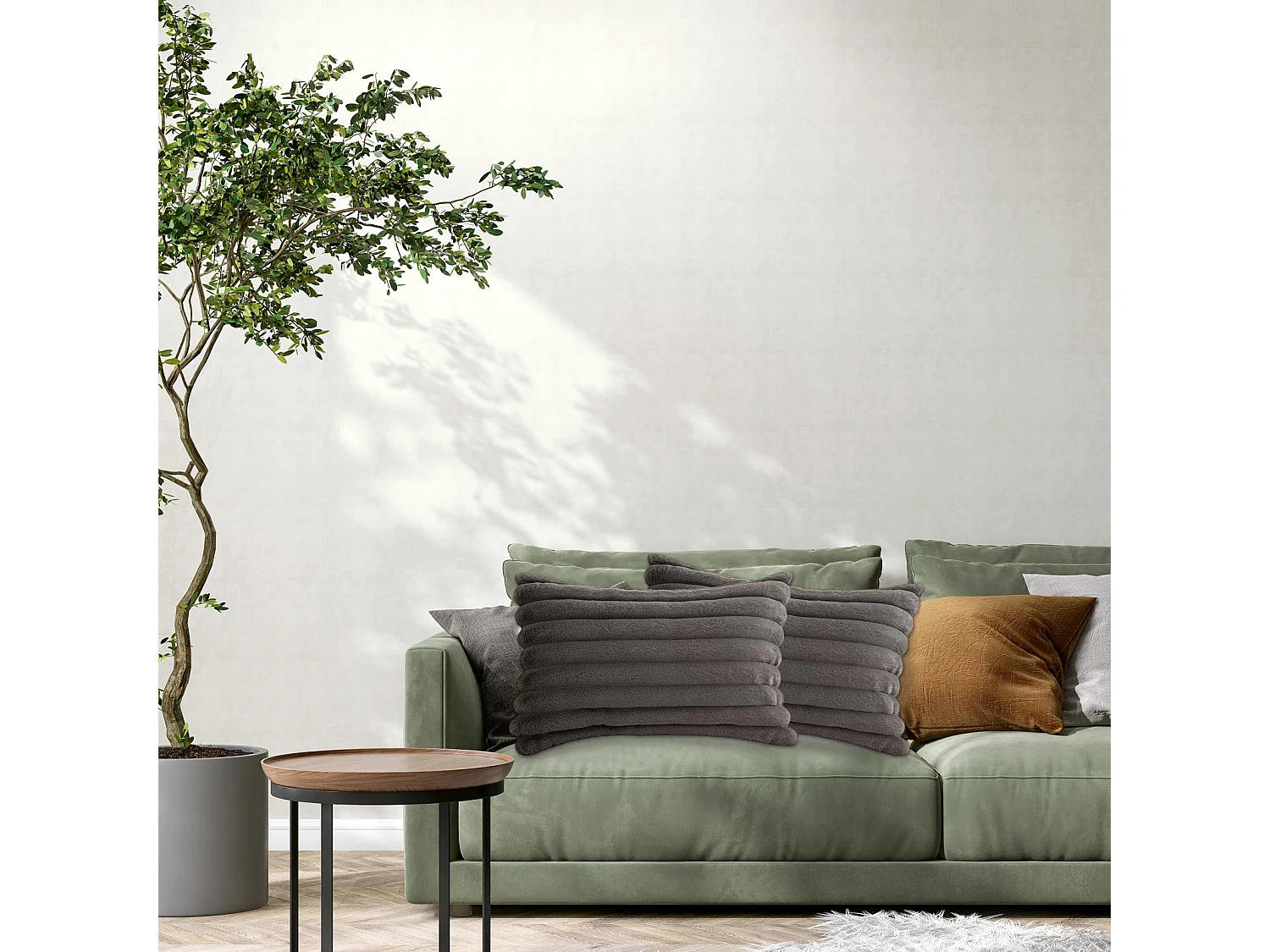 Lot 2 housses de coussin 30x50cm avec fermeture éclair doux gris pour canapé (Sans rembourrage)