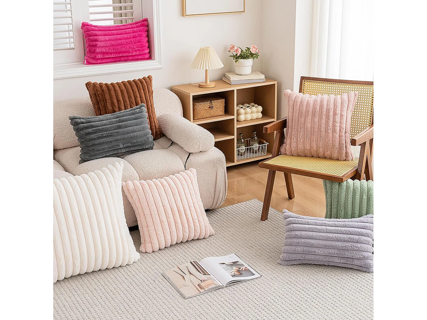 Lot 2 housses de coussin 30x50cm avec fermeture éclair doux gris pour canapé (Sans rembourrage)