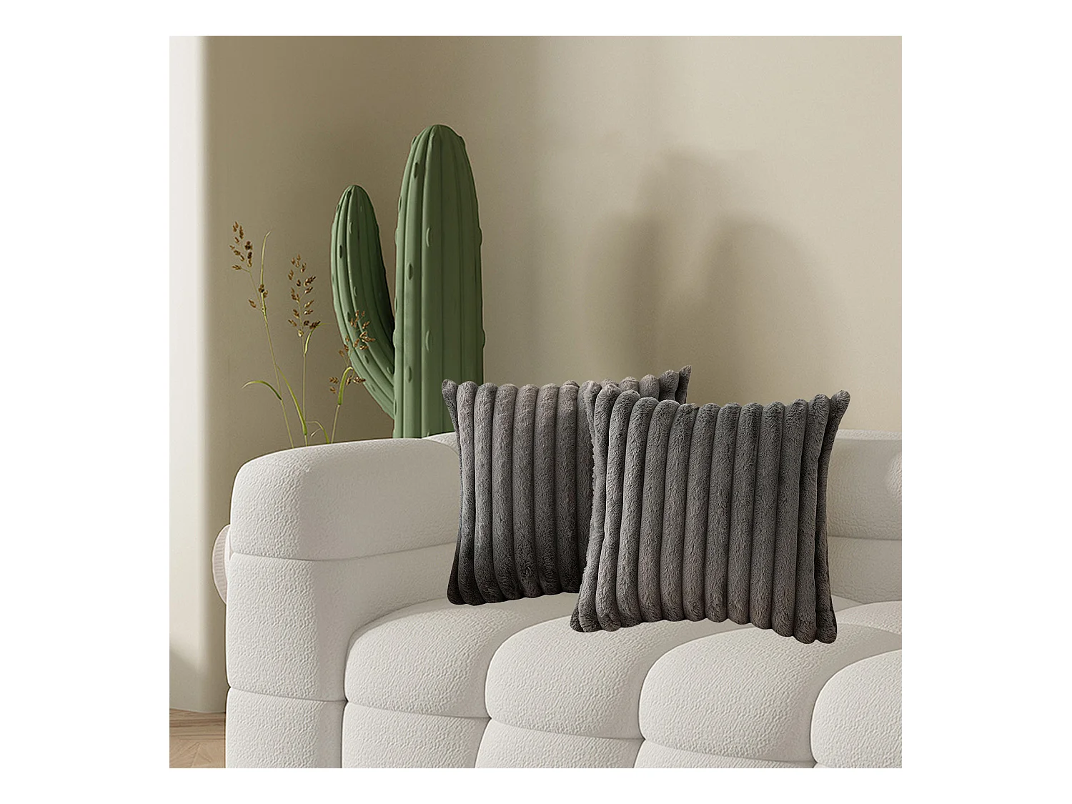 Lot 2 housses de coussin 45x45cm velours doux avec fermeture éclair pour canapé (Sans rembourrage)