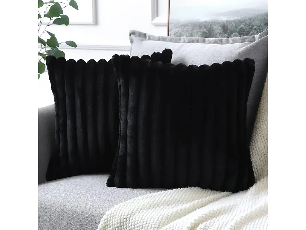 Lot 2 housses de coussin 50x50cm noir salon chambre literie décorative (Sans rembourrage)