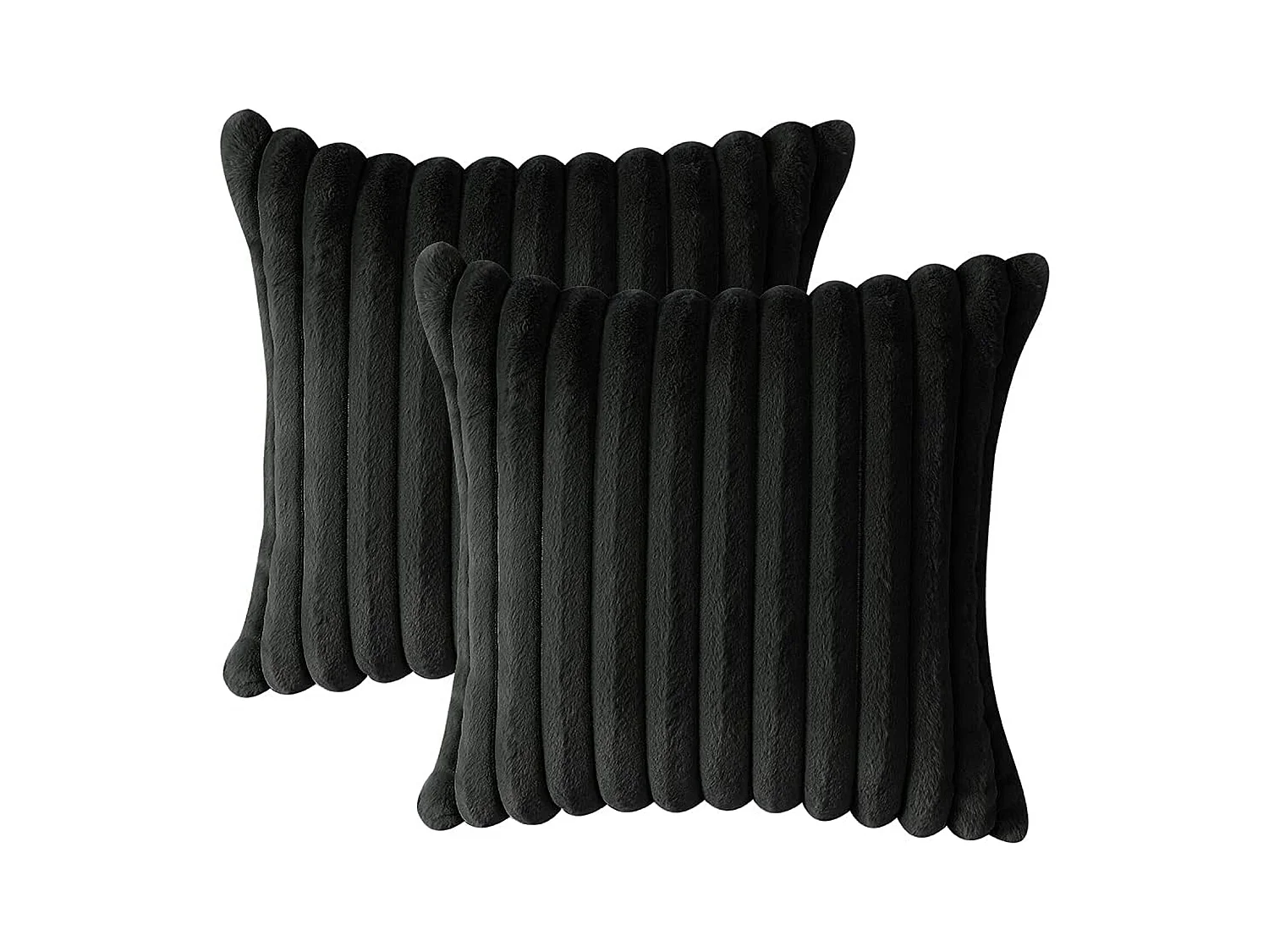 Lot 2 housses de coussin velours 45x45cm coton noir fermeture éclair salon (Sans rembourrage)