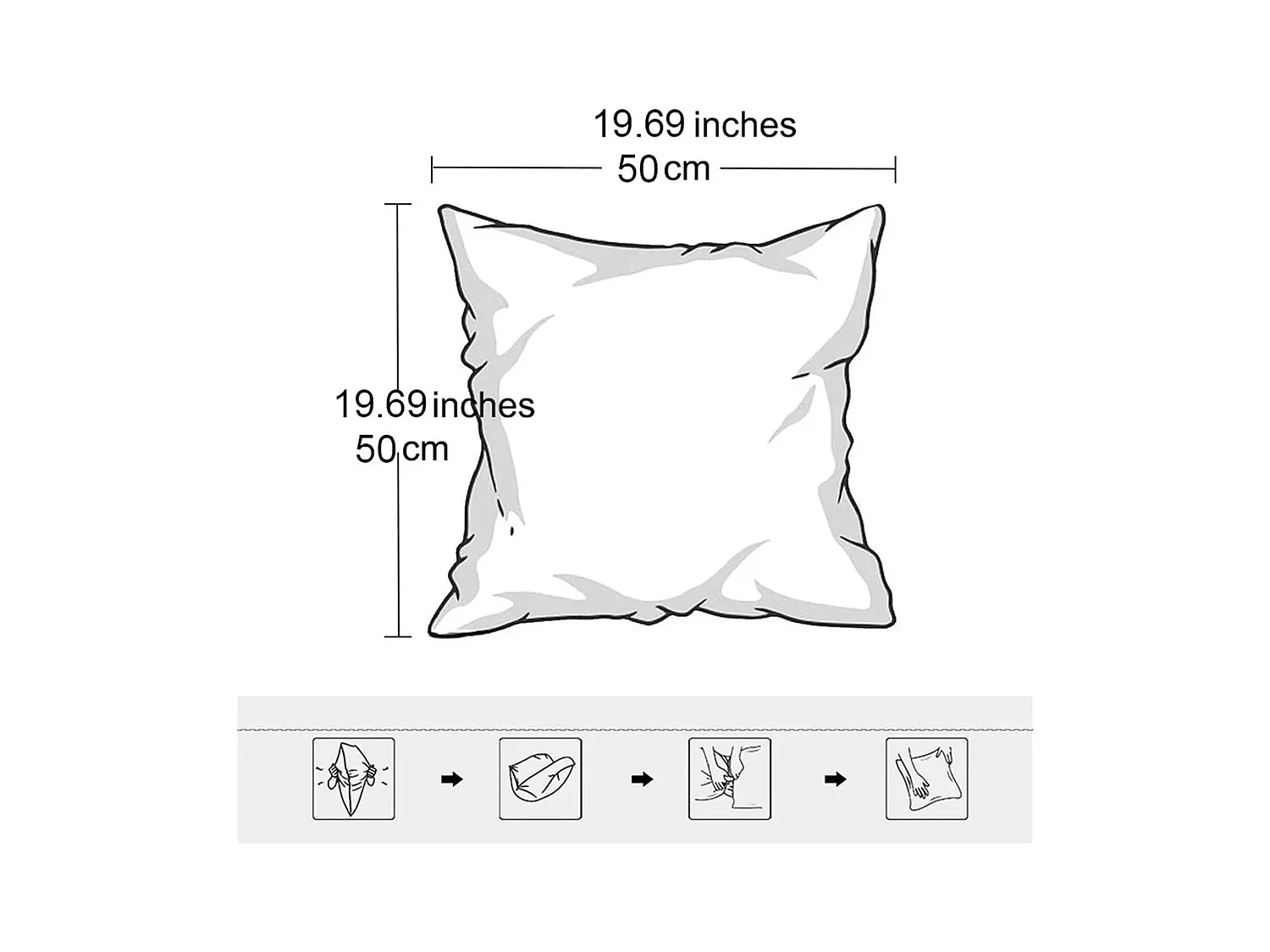 Lot 2 housses de coussin 50x50cm décoratif blanc canapé (Sans rembourrage)