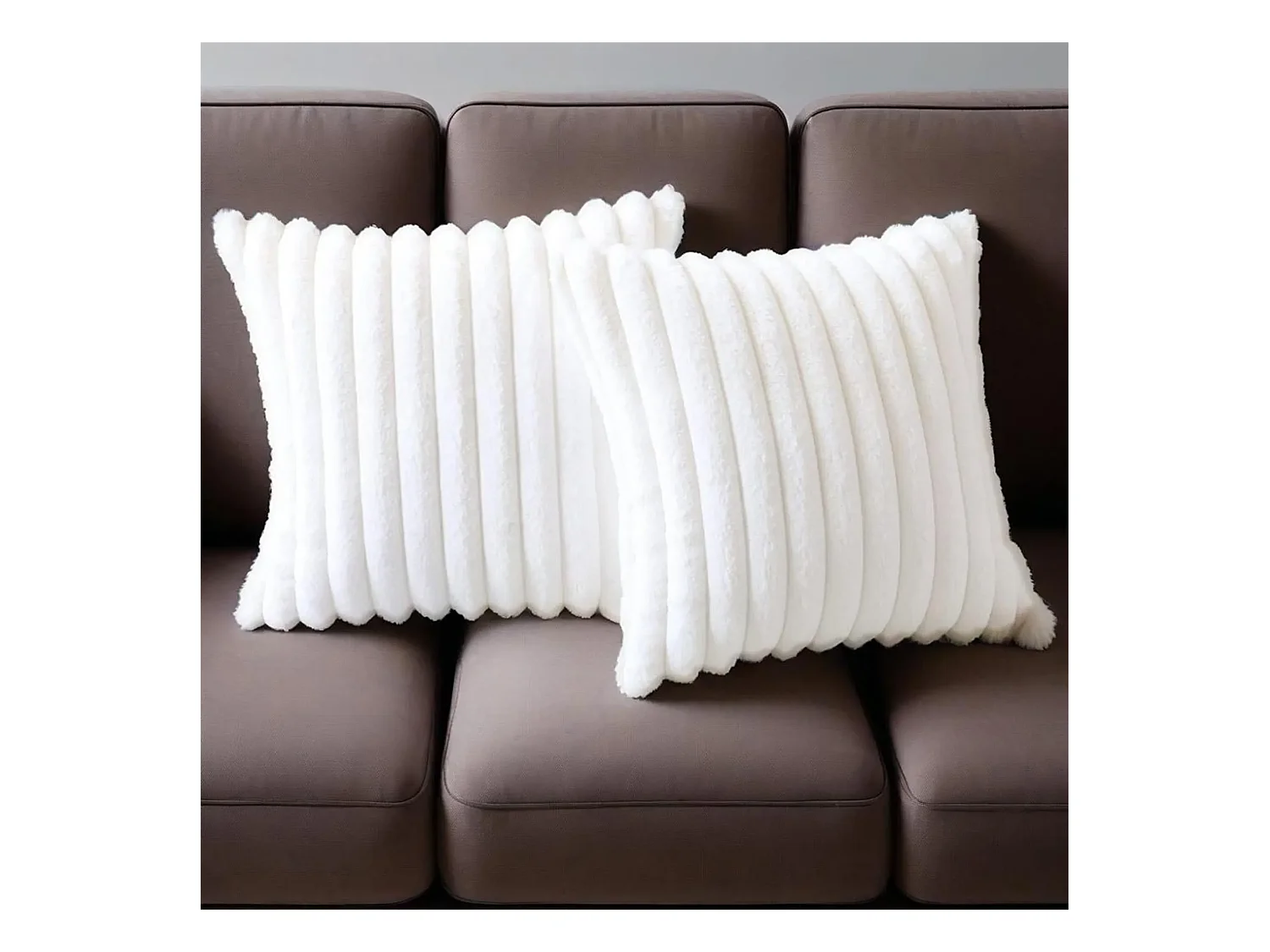Lot 2 housses de coussin 50x50cm décoratif blanc canapé (Sans rembourrage)