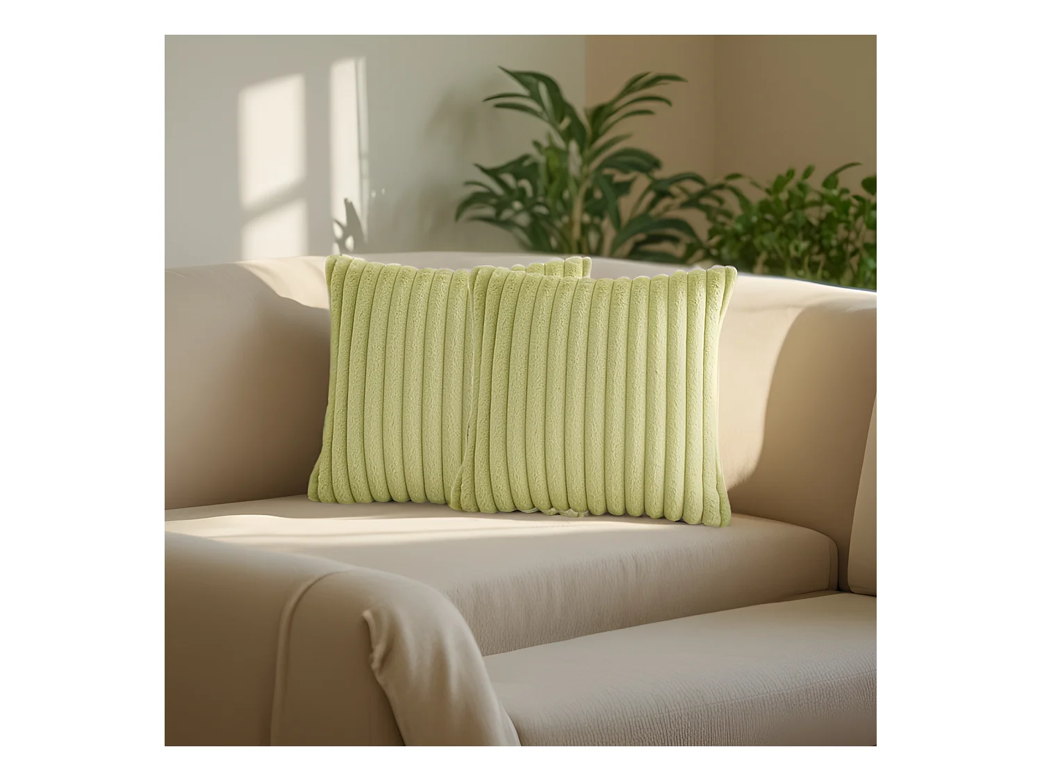 Lot 2 housses de coussin 45x45cm avec fermeture éclair velours doux pour canapé (Sans rembourrage)