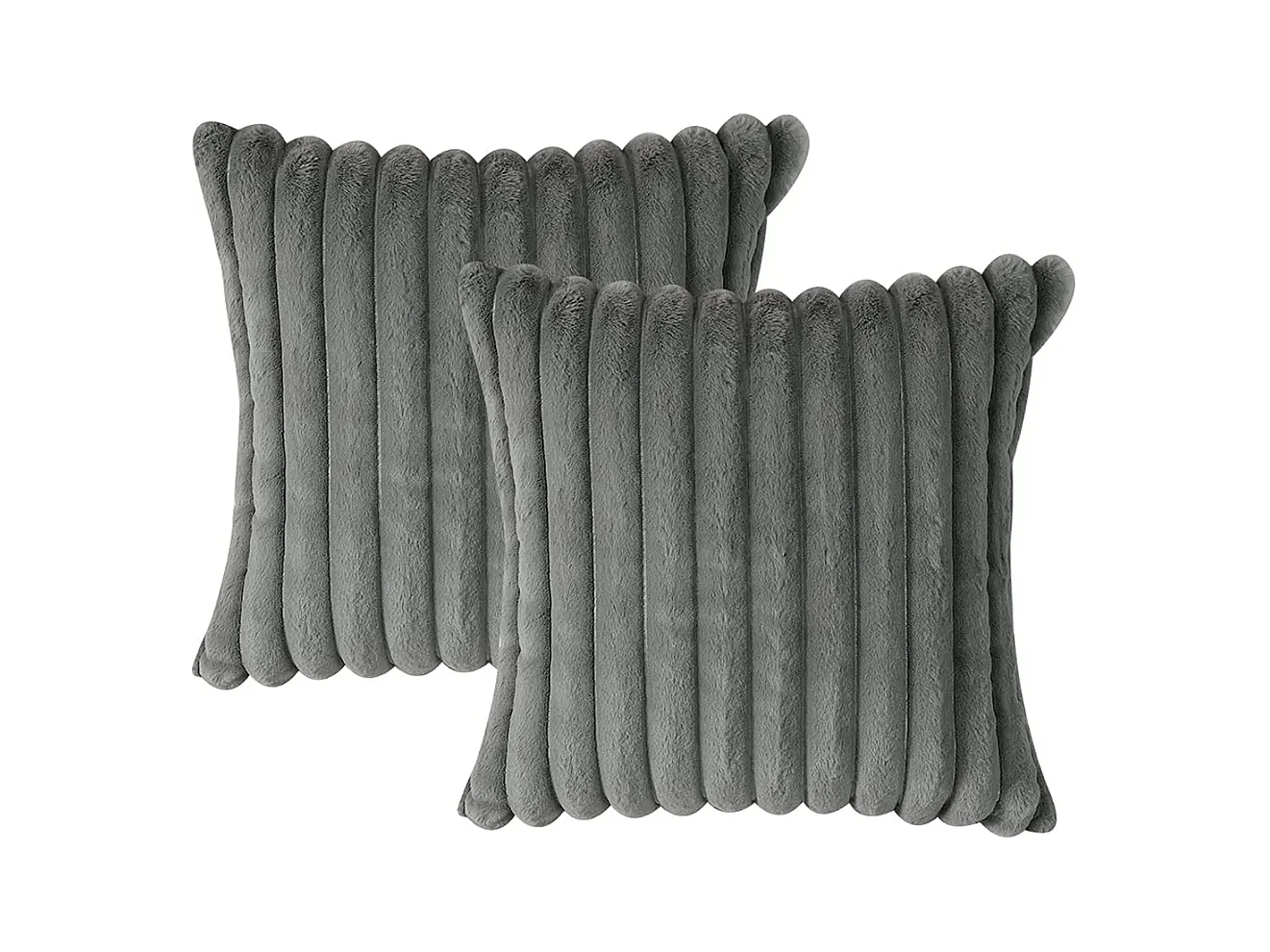Lot 2 housses de coussin 50x50cm velours résistant lavable gris (Sans rembourrage)
