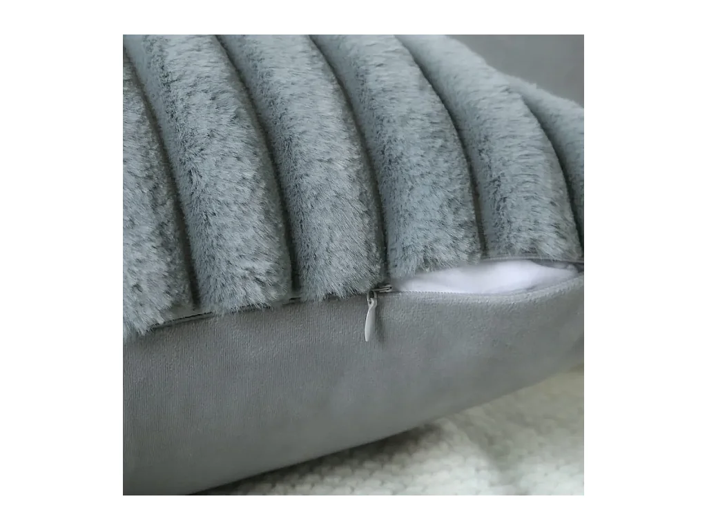 Lot 2 housses de coussin 50x50cm velours résistant lavable gris (Sans rembourrage)